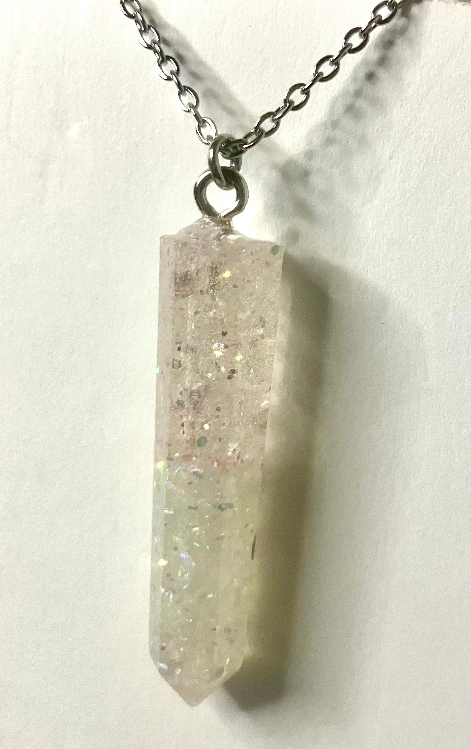 Resin cylinder pendant necklace