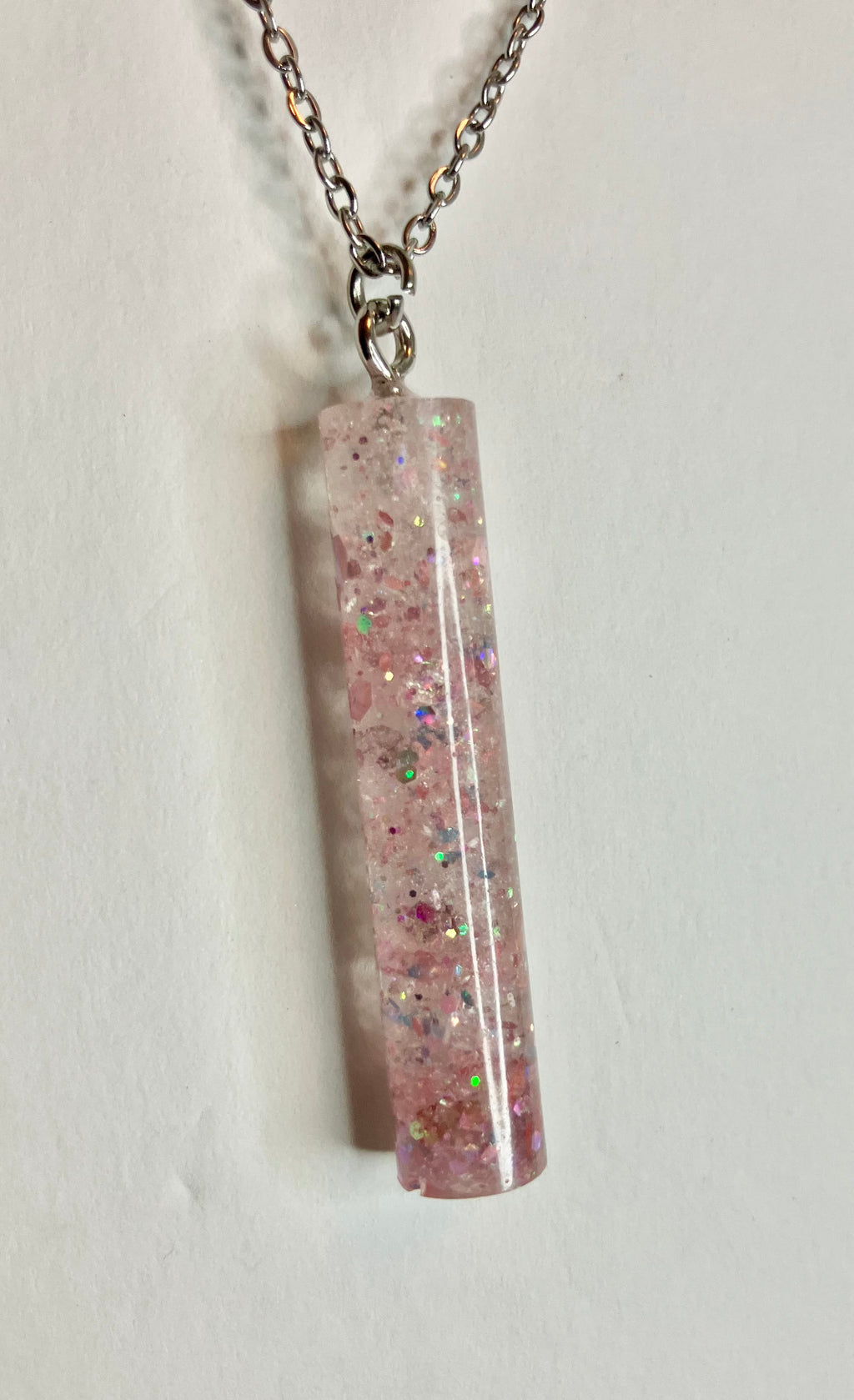 Resin cylinder pendant necklace