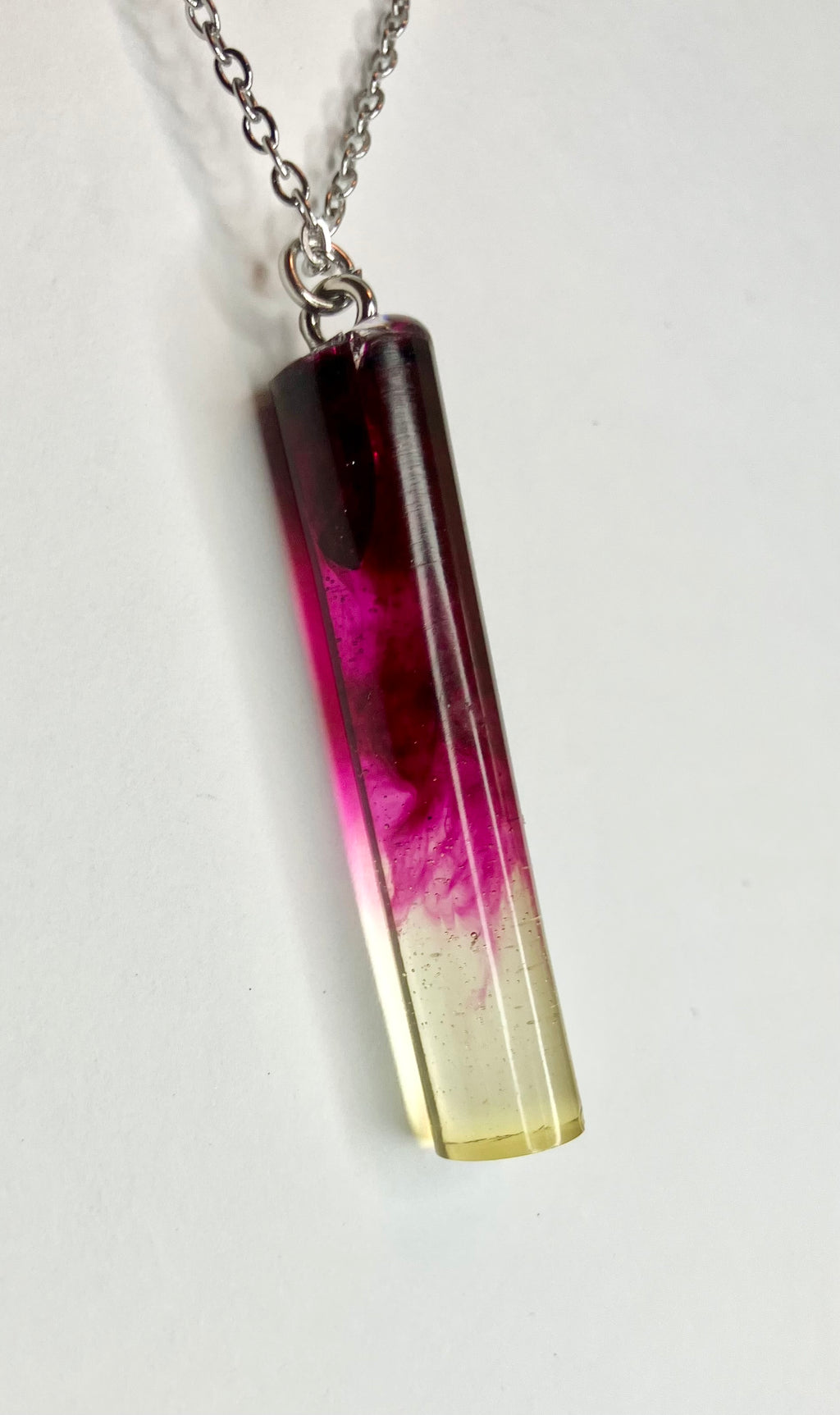 Resin cylinder pendant necklace