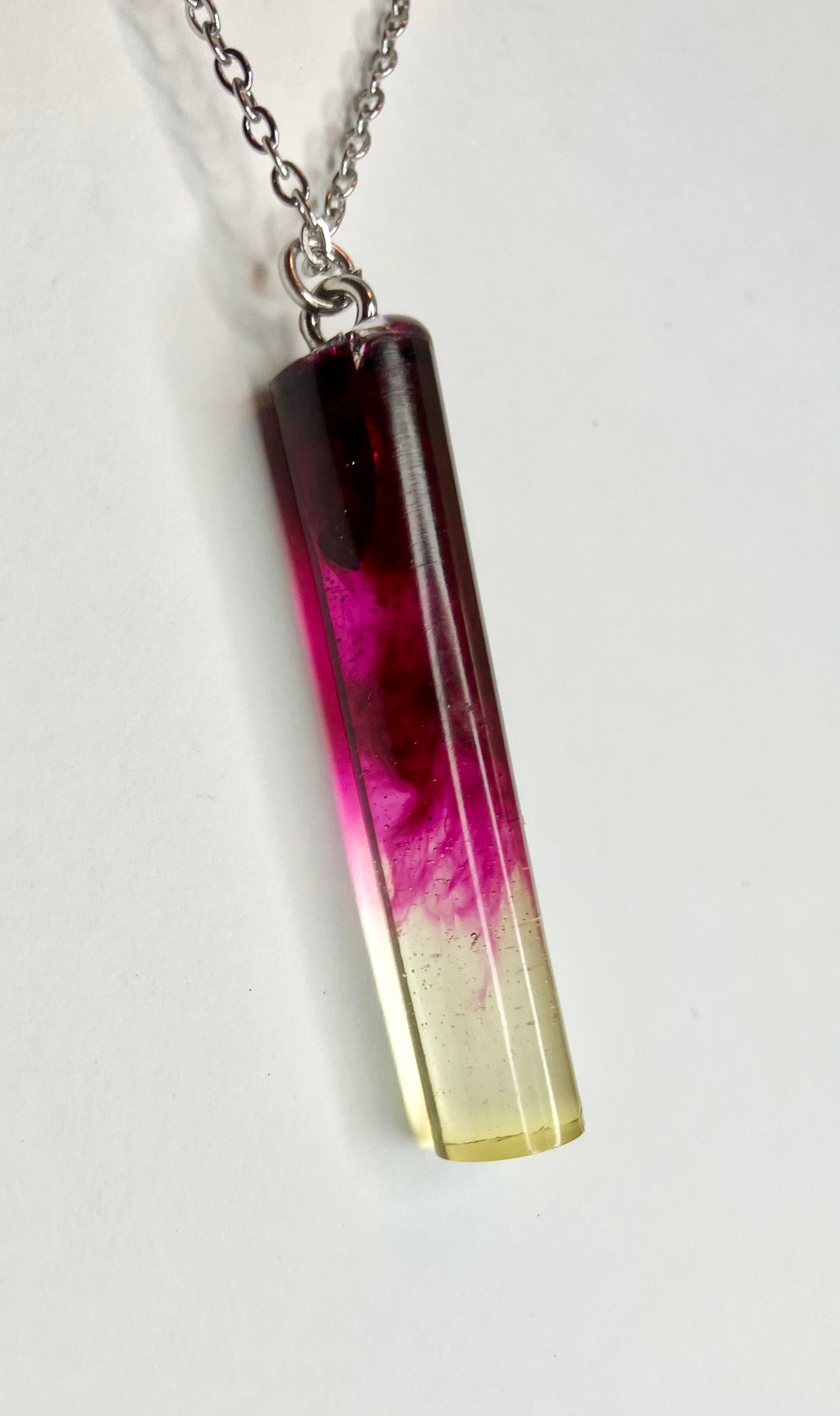 Resin cylinder pendant necklace