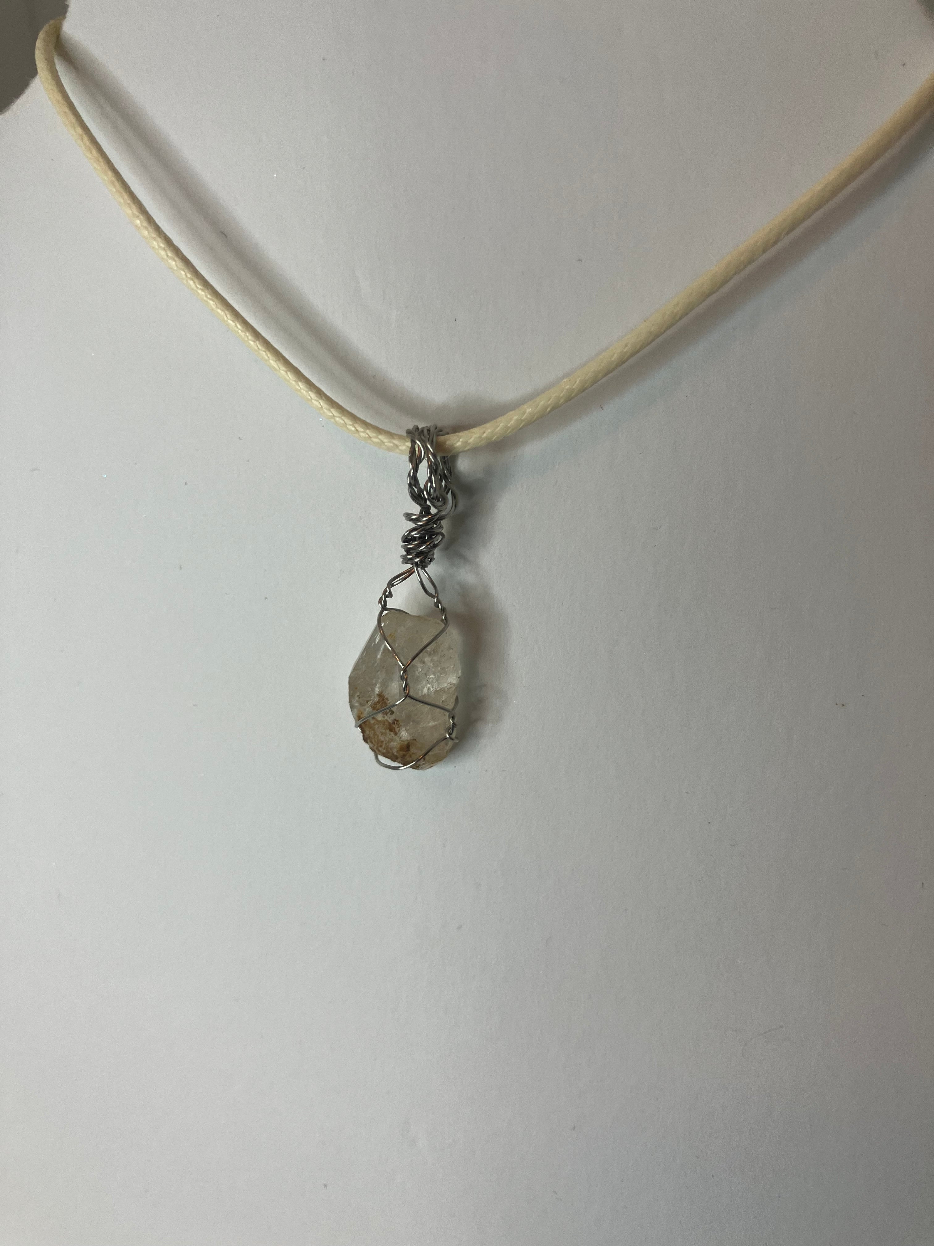 Wire wrapped stones and crystals with stainless steel wire