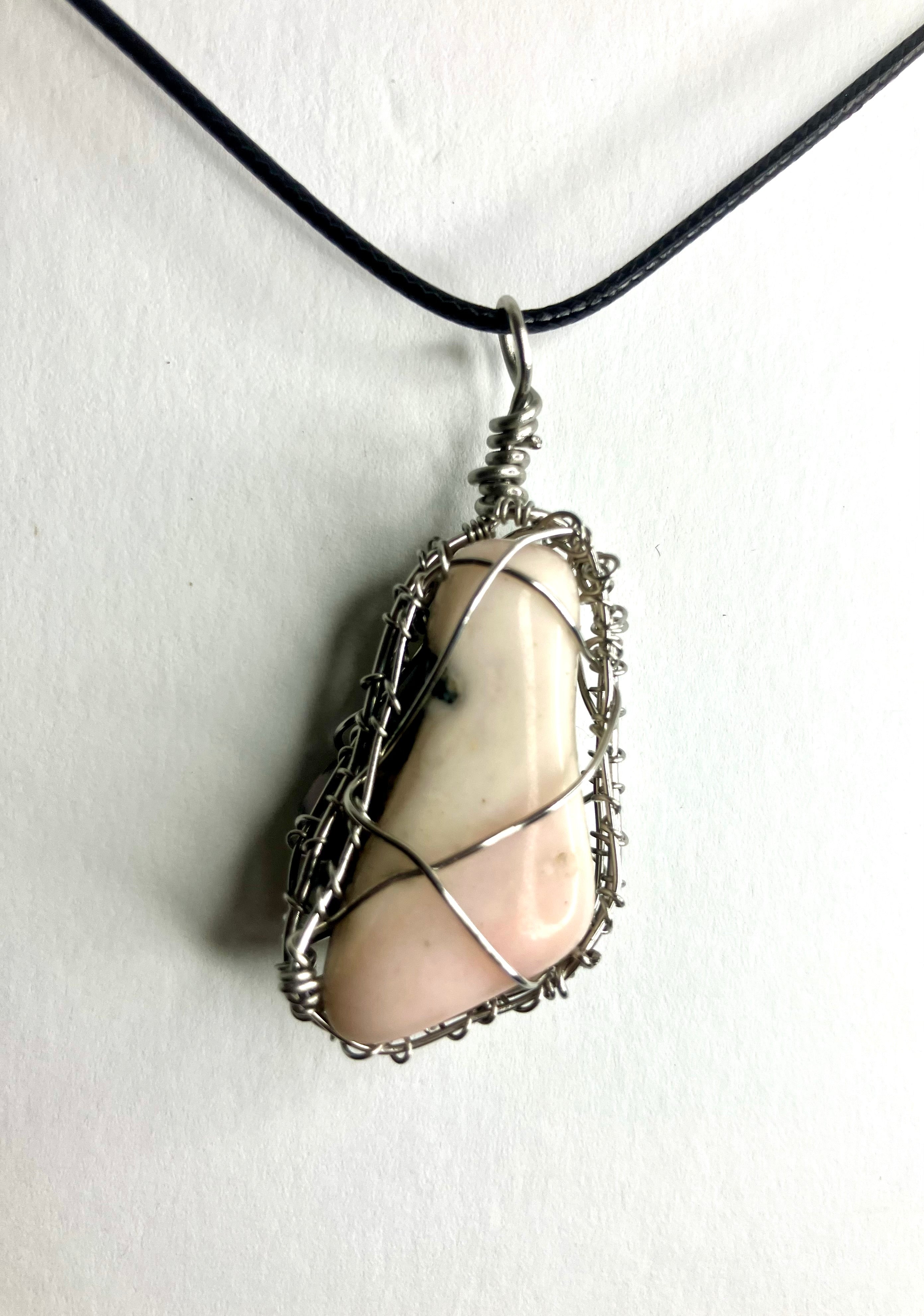 Wire wrapped stones and crystals with stainless steel wire