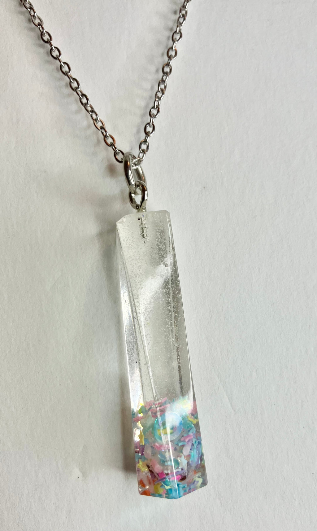 Resin cylinder pendant necklace