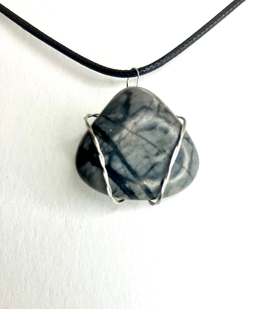 Wire wrapped stones and crystals with stainless steel wire