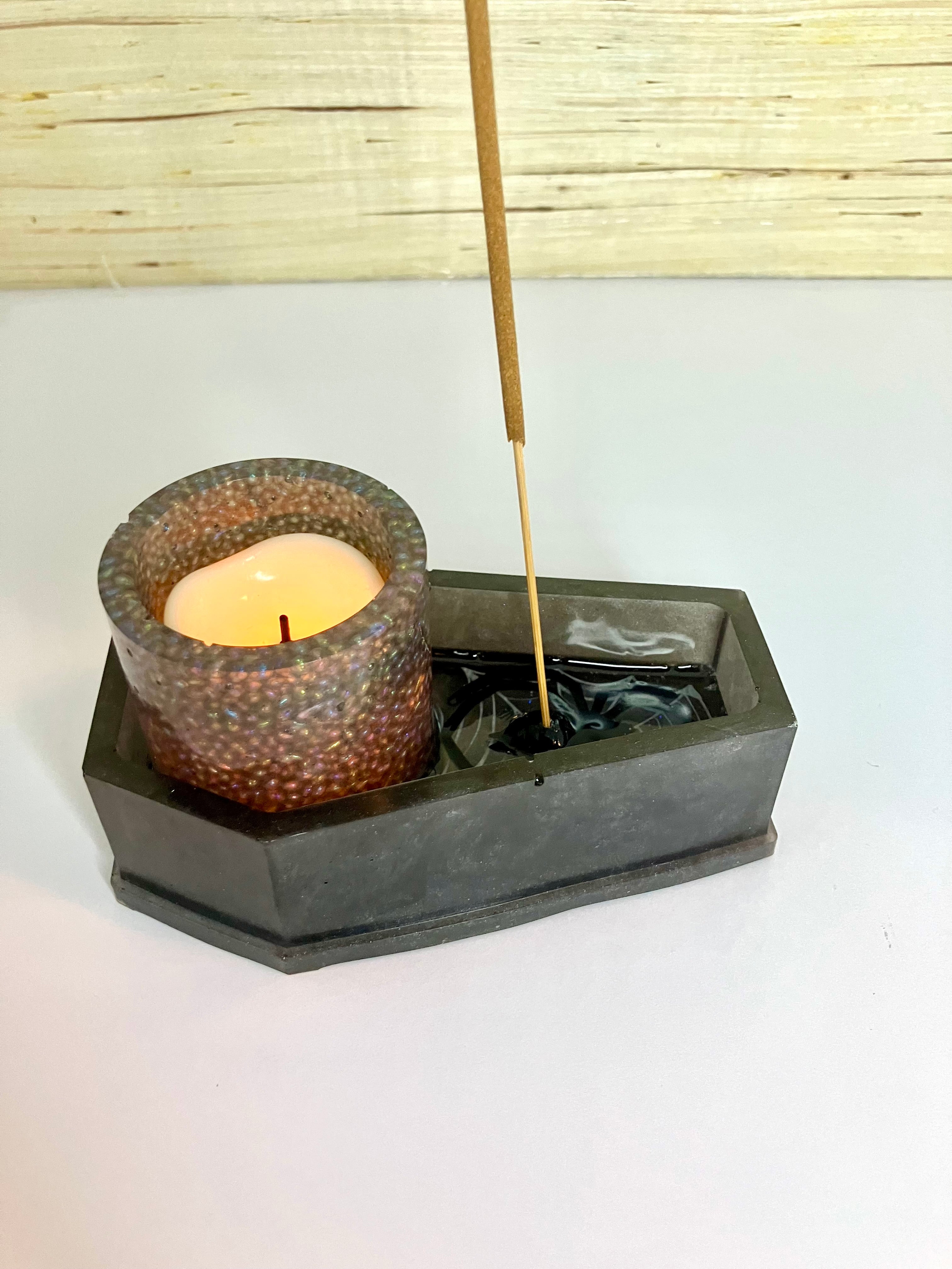 Coffin votive holder/incense burner