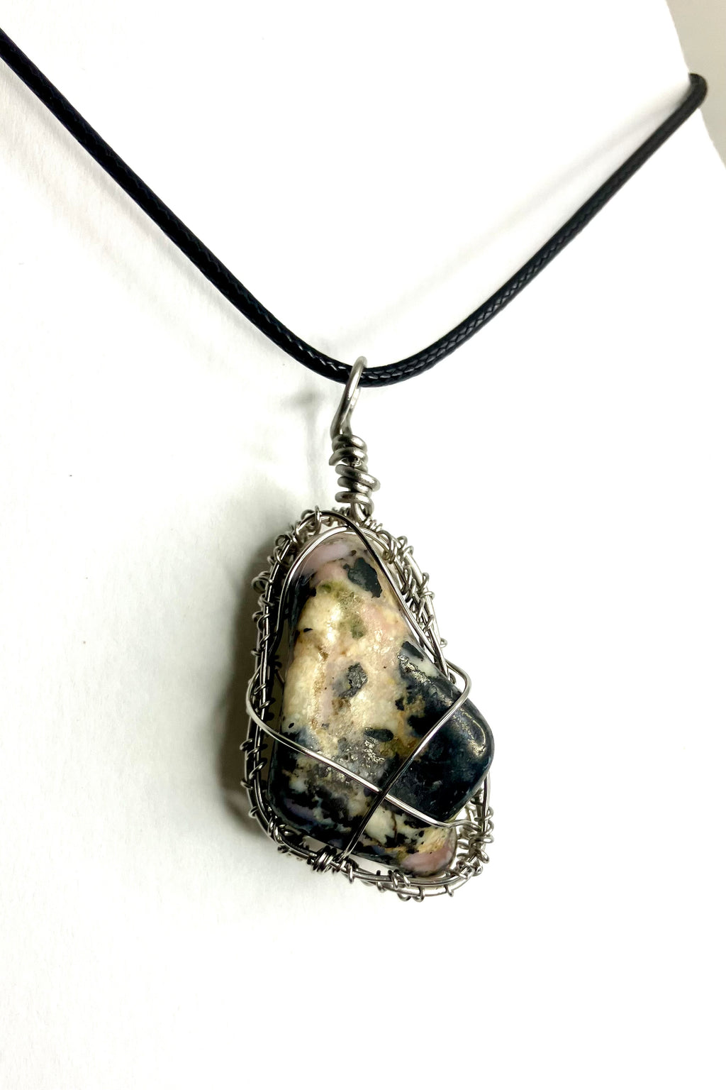 Wire wrapped stones and crystals with stainless steel wire