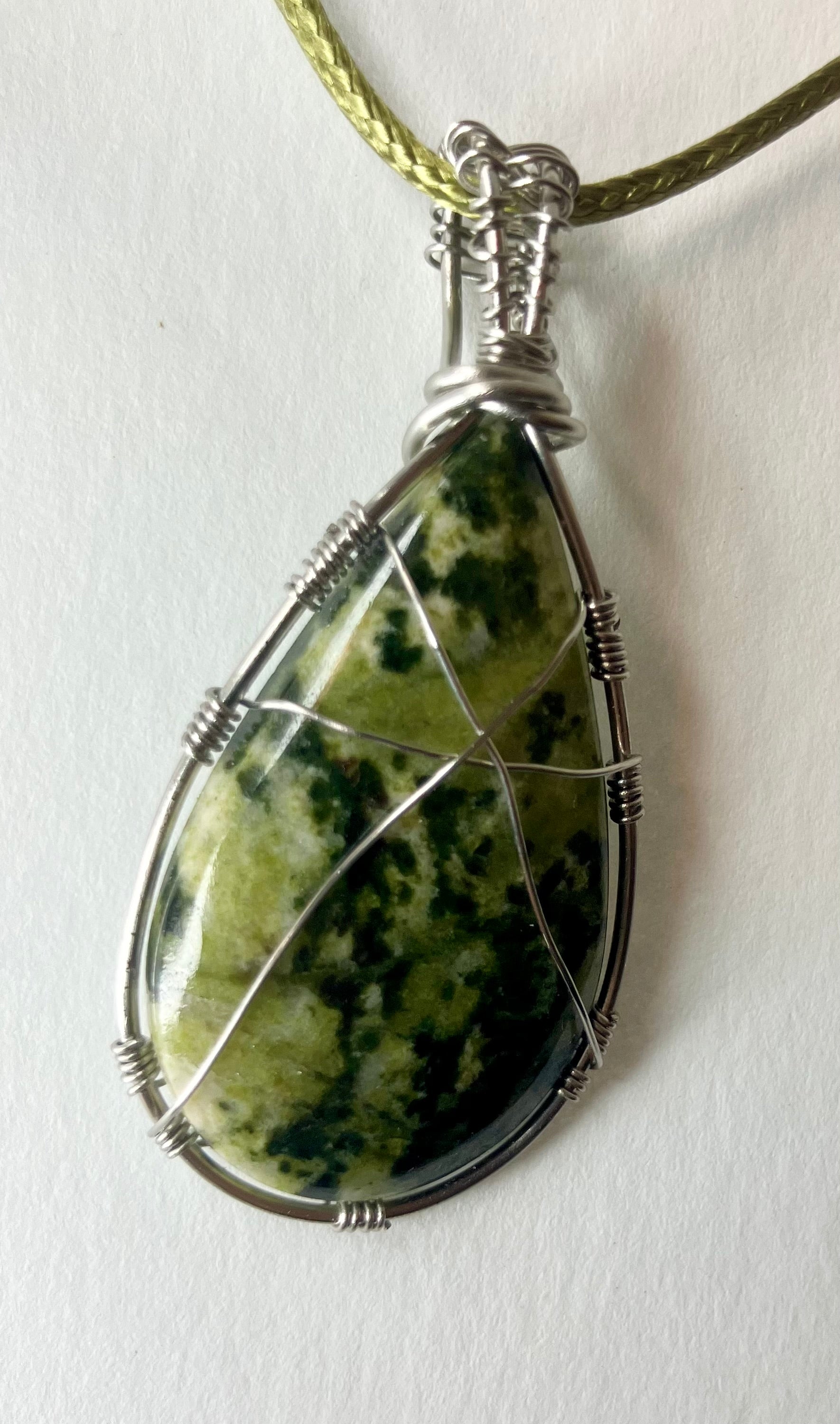 Wire wrapped stones and crystals with stainless steel wire