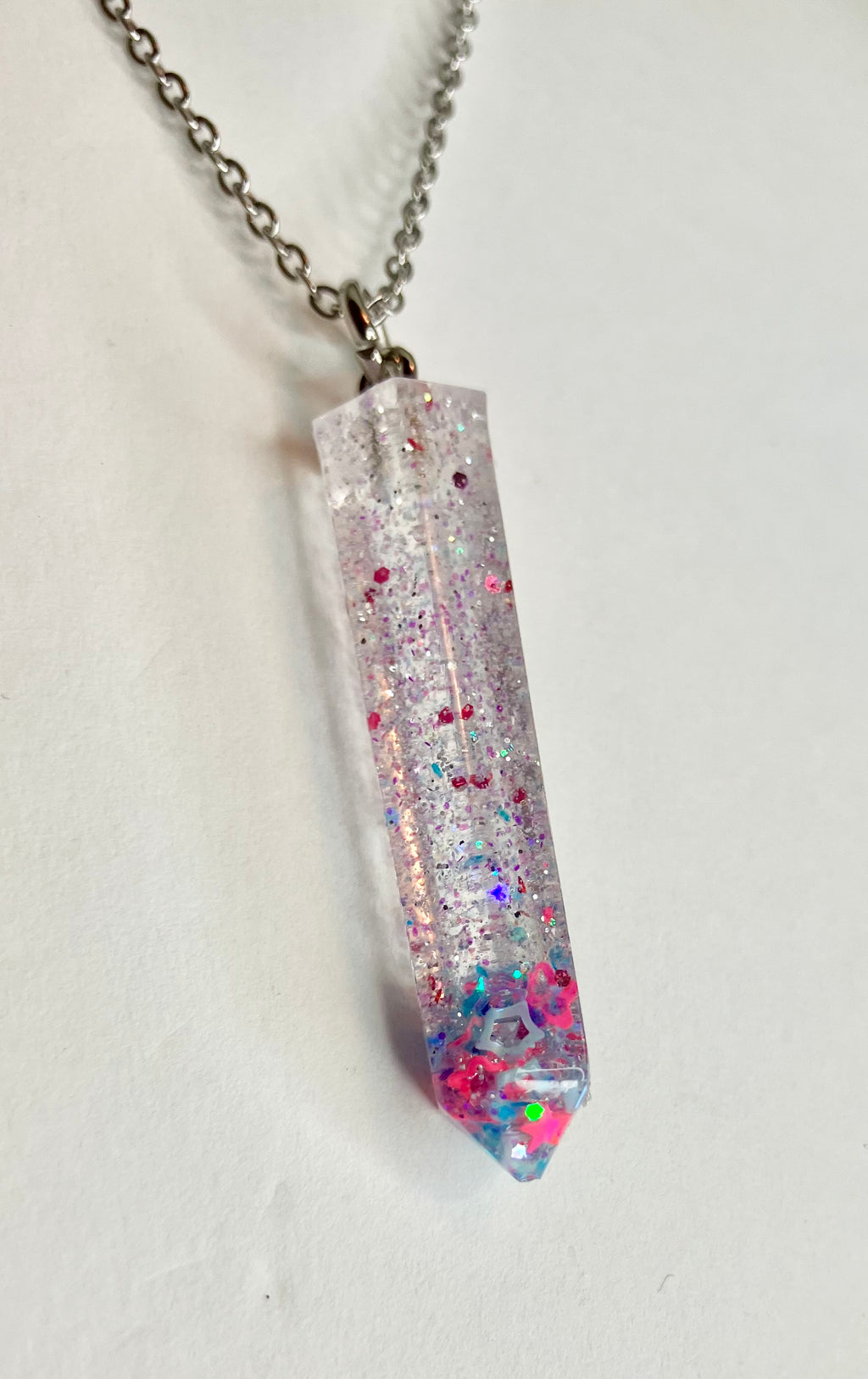Resin cylinder pendant necklace