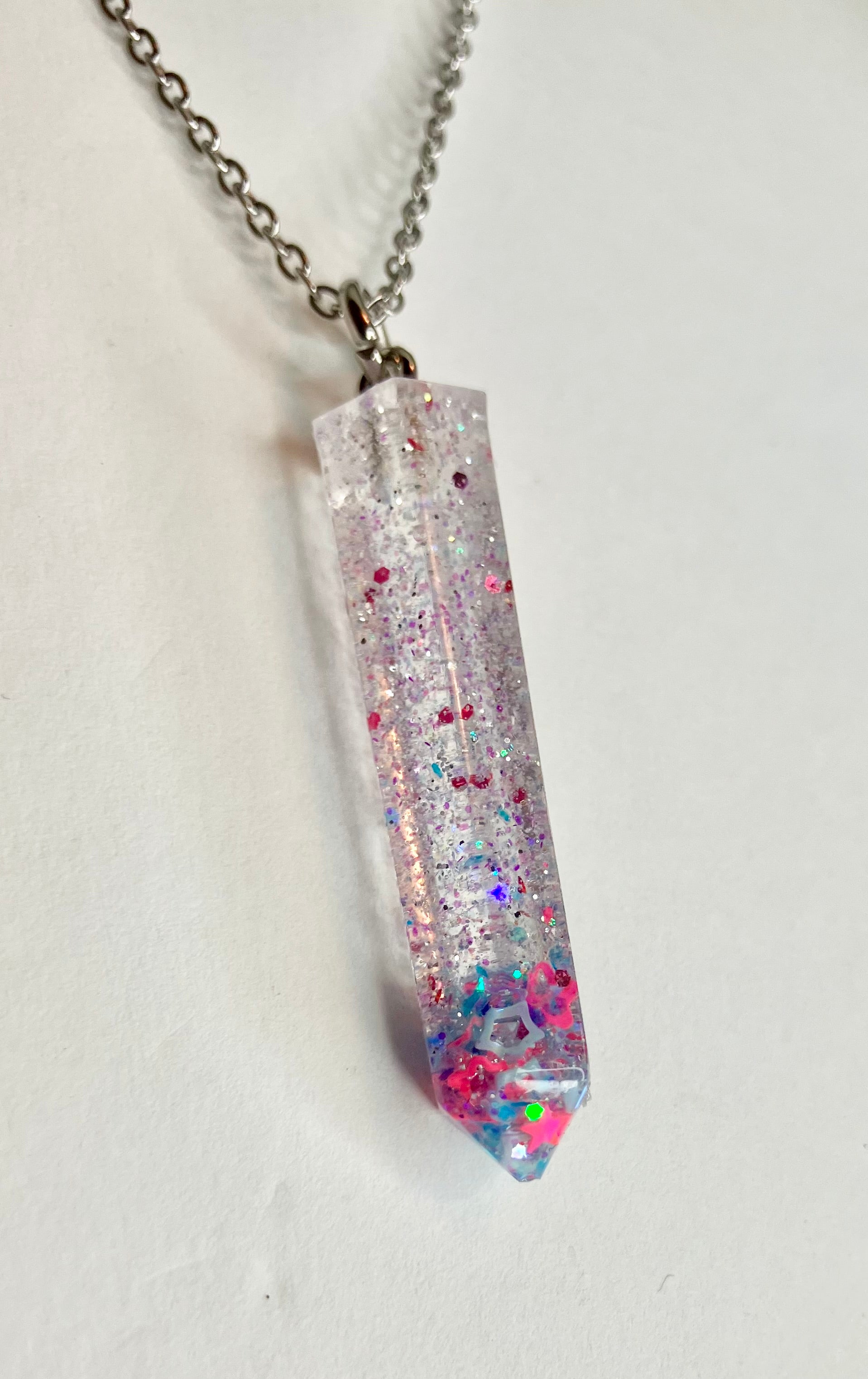 Resin cylinder pendant necklace