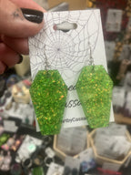 Holographic coffin resin earrings