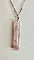 Resin cylinder pendant necklace
