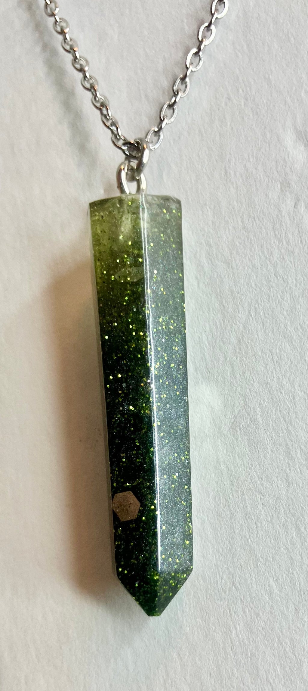 Resin cylinder pendant necklace