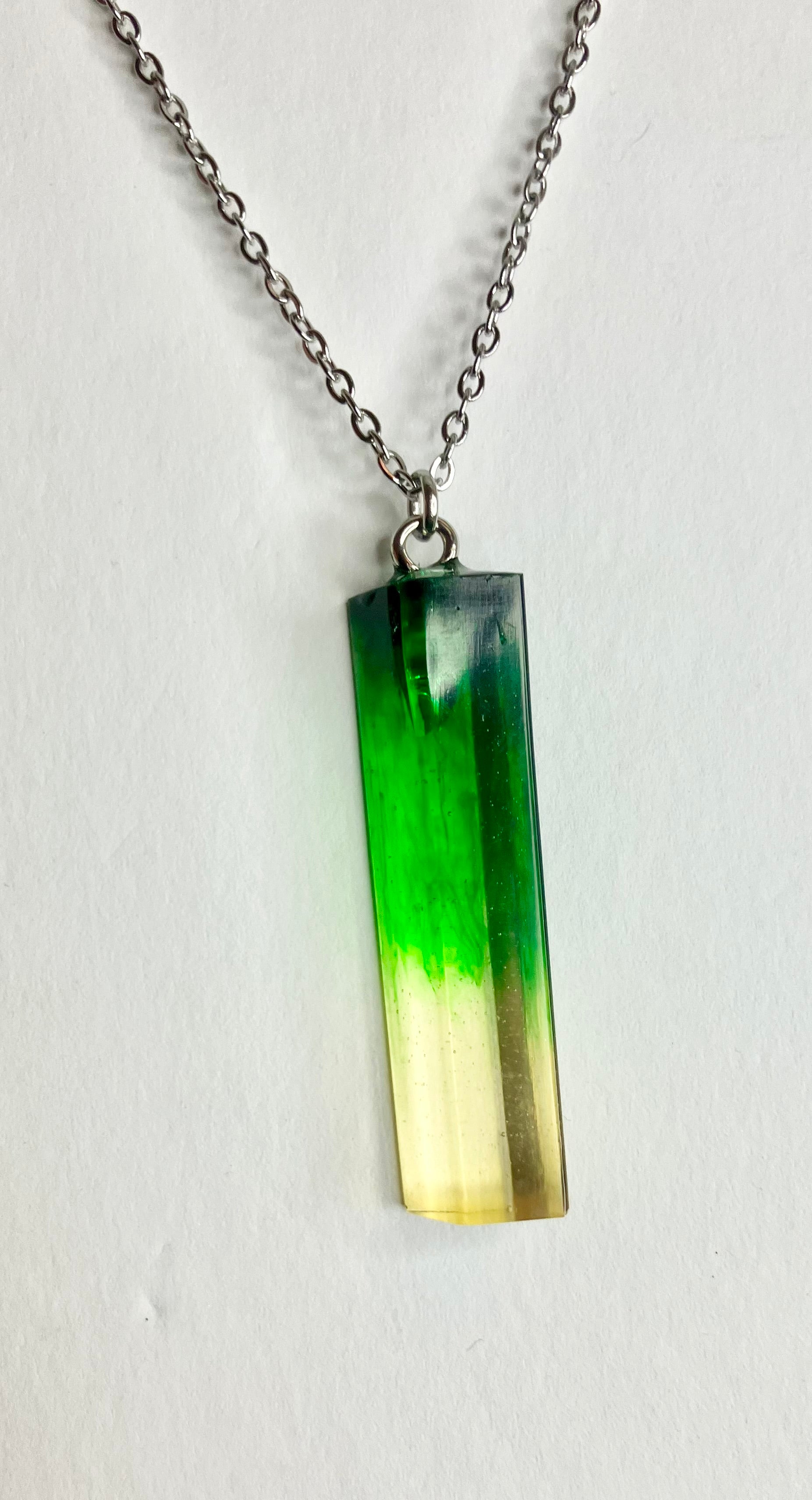 Resin cylinder pendant necklace