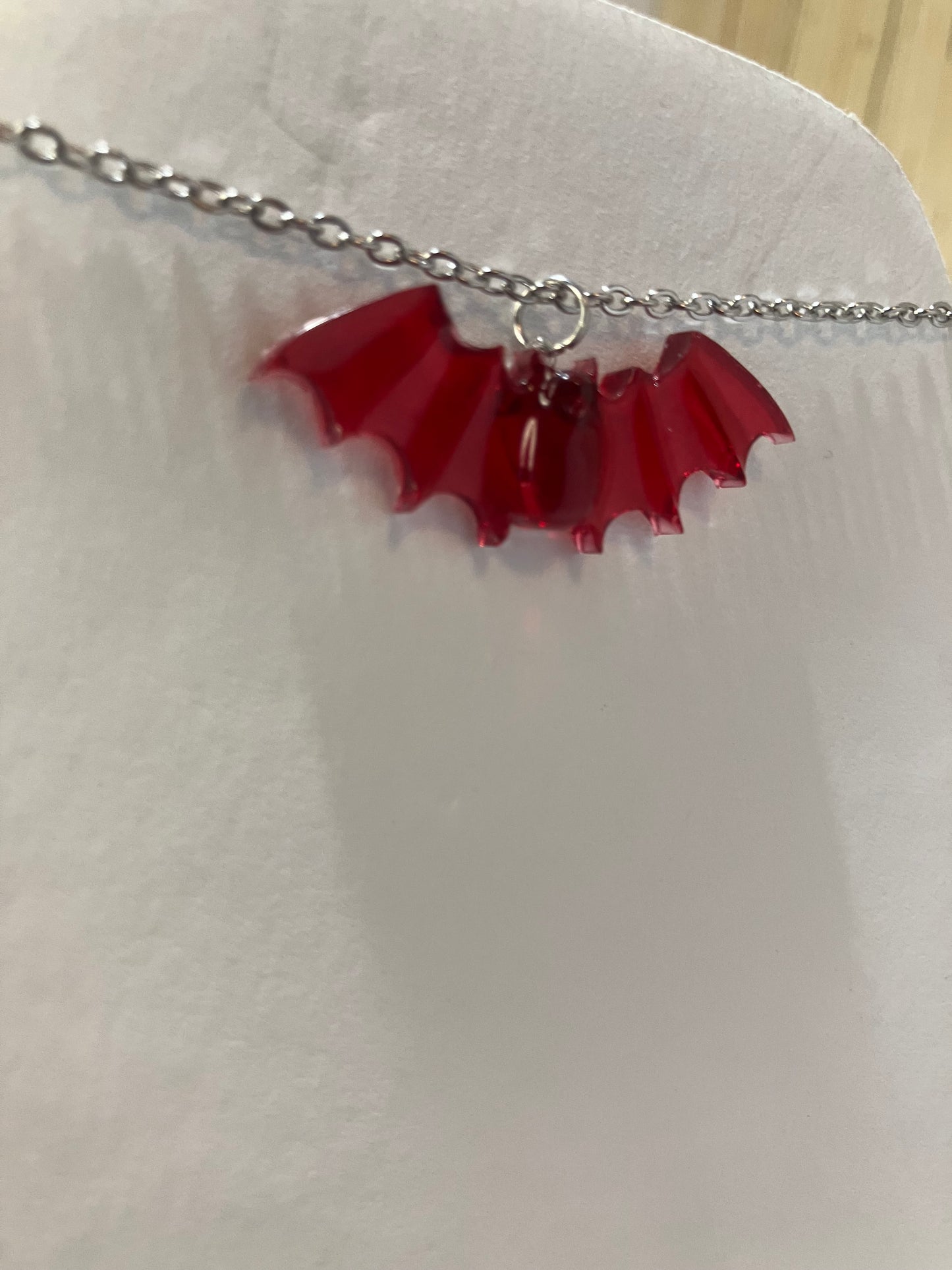 Handmade Resin Bat Pendant Necklaces