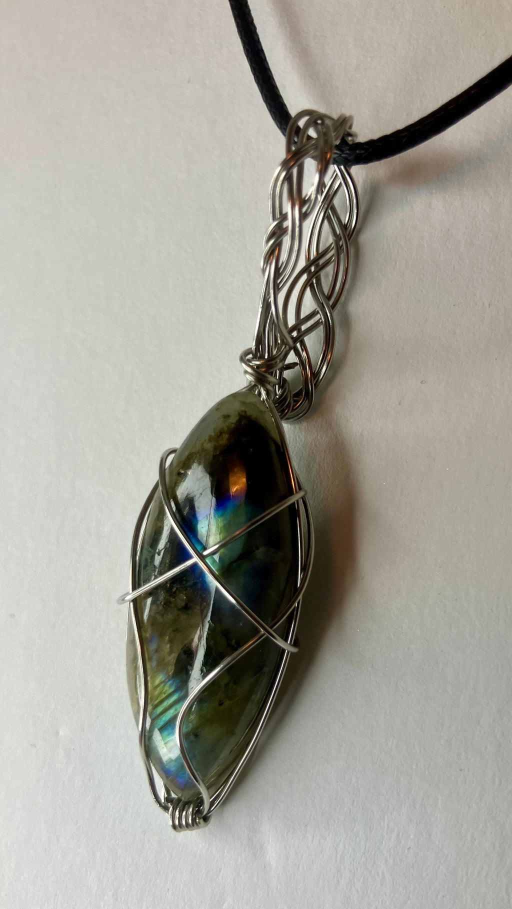 Wire wrapped stones and crystals with stainless steel wire