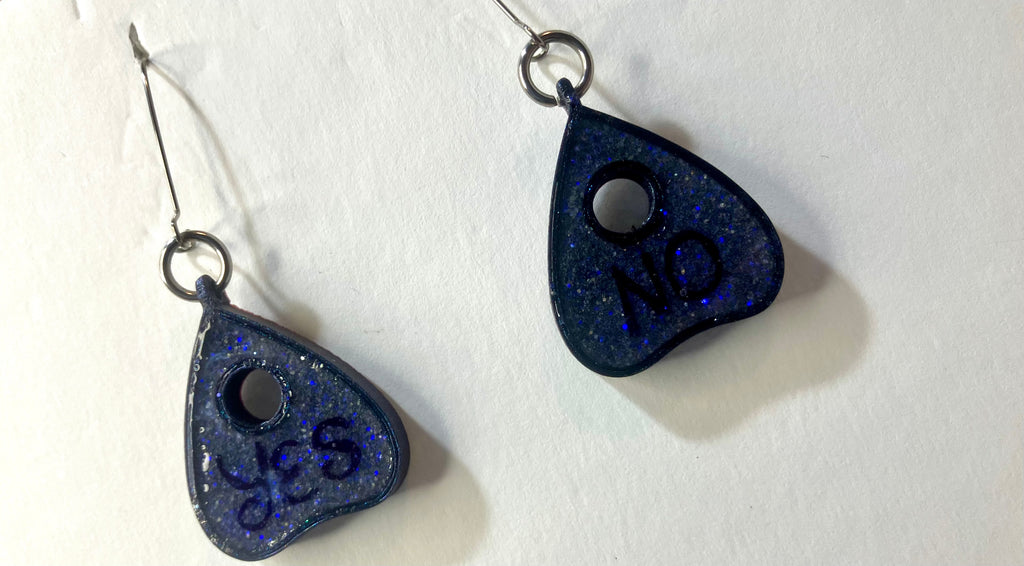 Planchette glow in the dark earrings