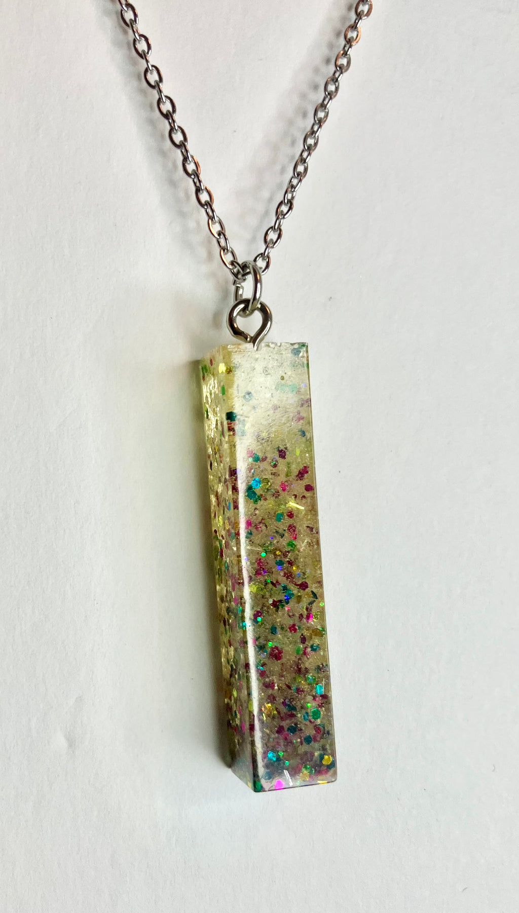 Resin cylinder pendant necklace