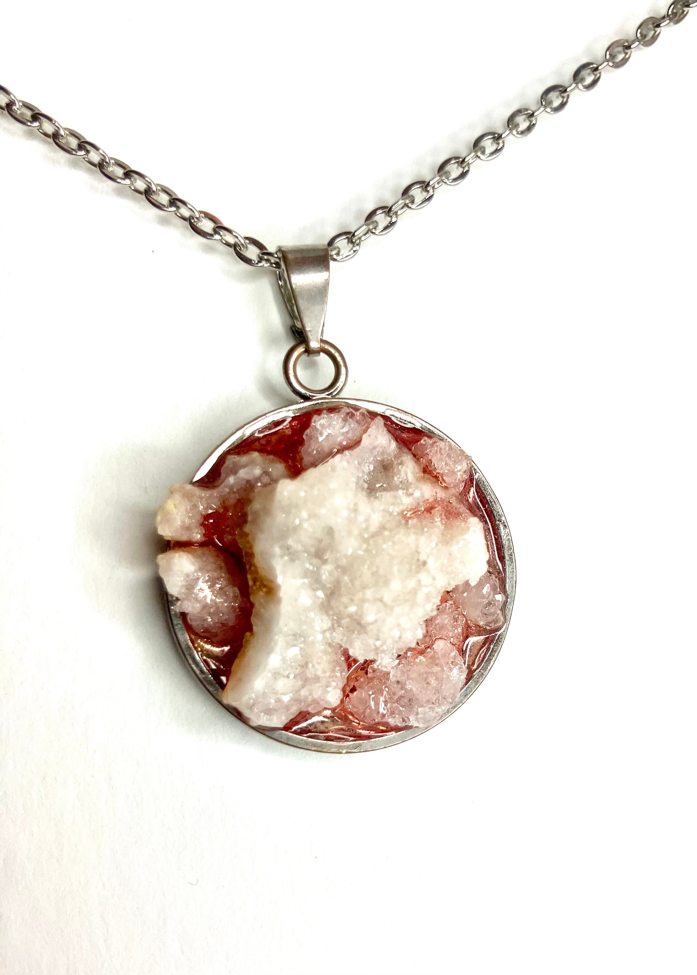 Drusy in resin pendants