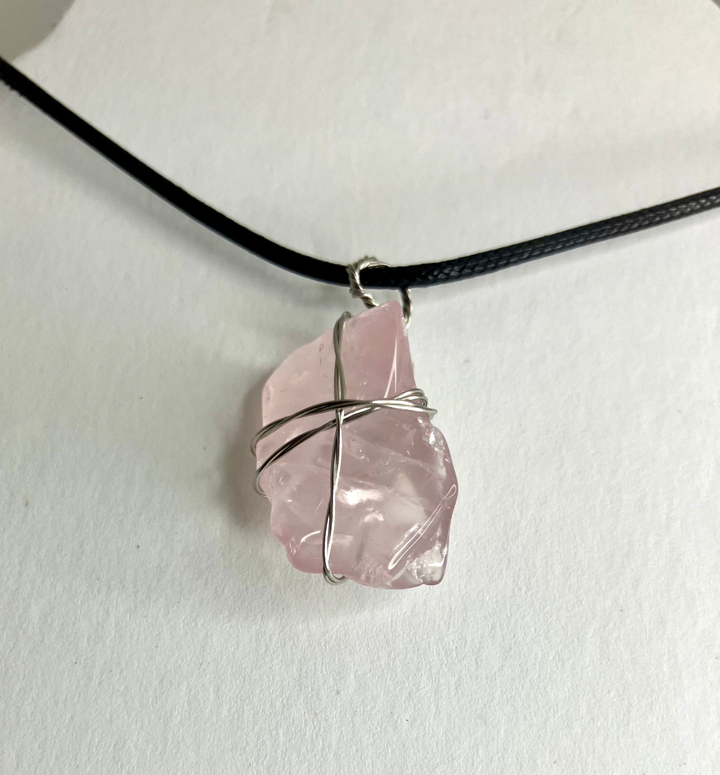 Wire wrapped stones and crystals with stainless steel wire