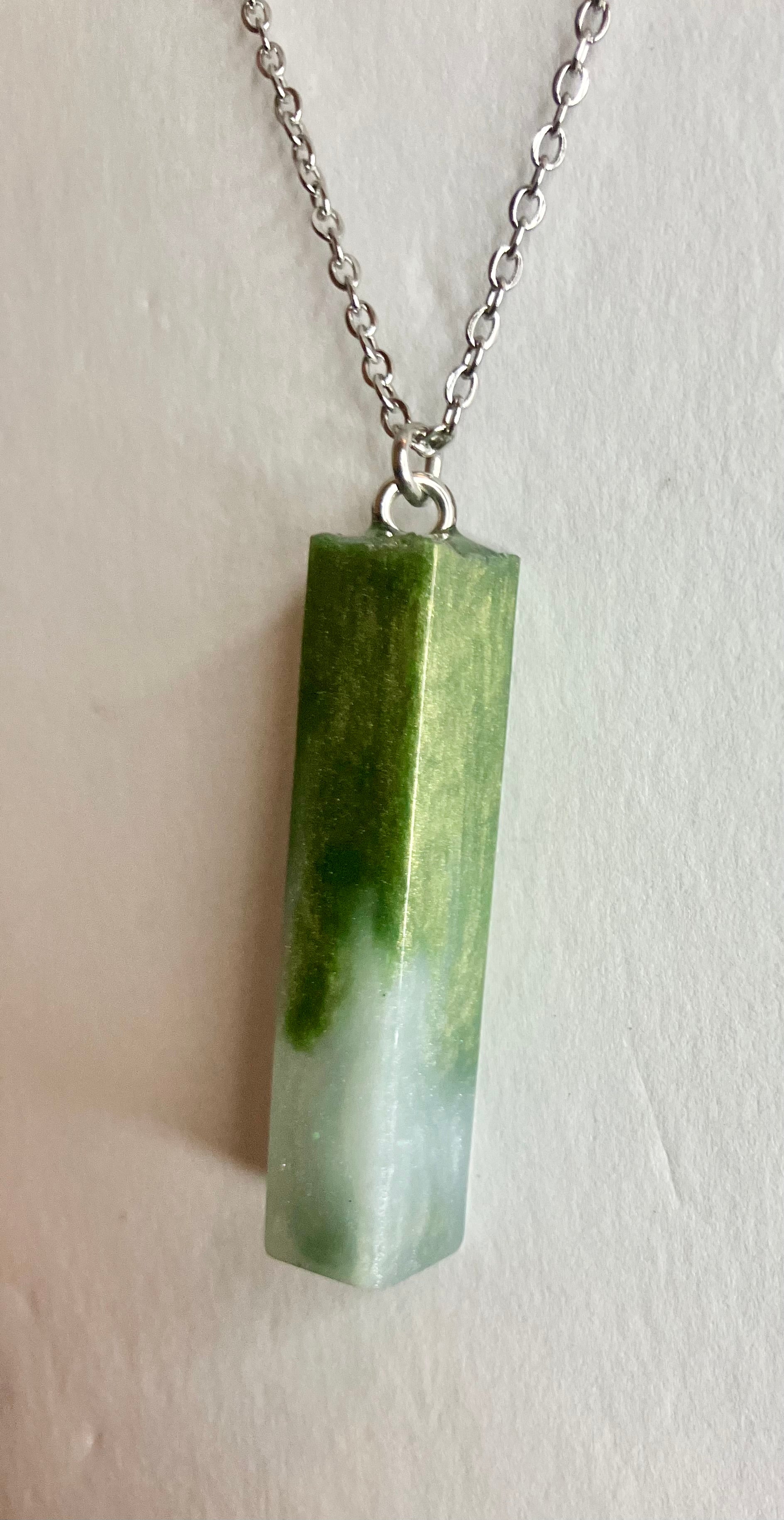 Resin cylinder pendant necklace