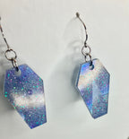 Holographic coffin resin earrings