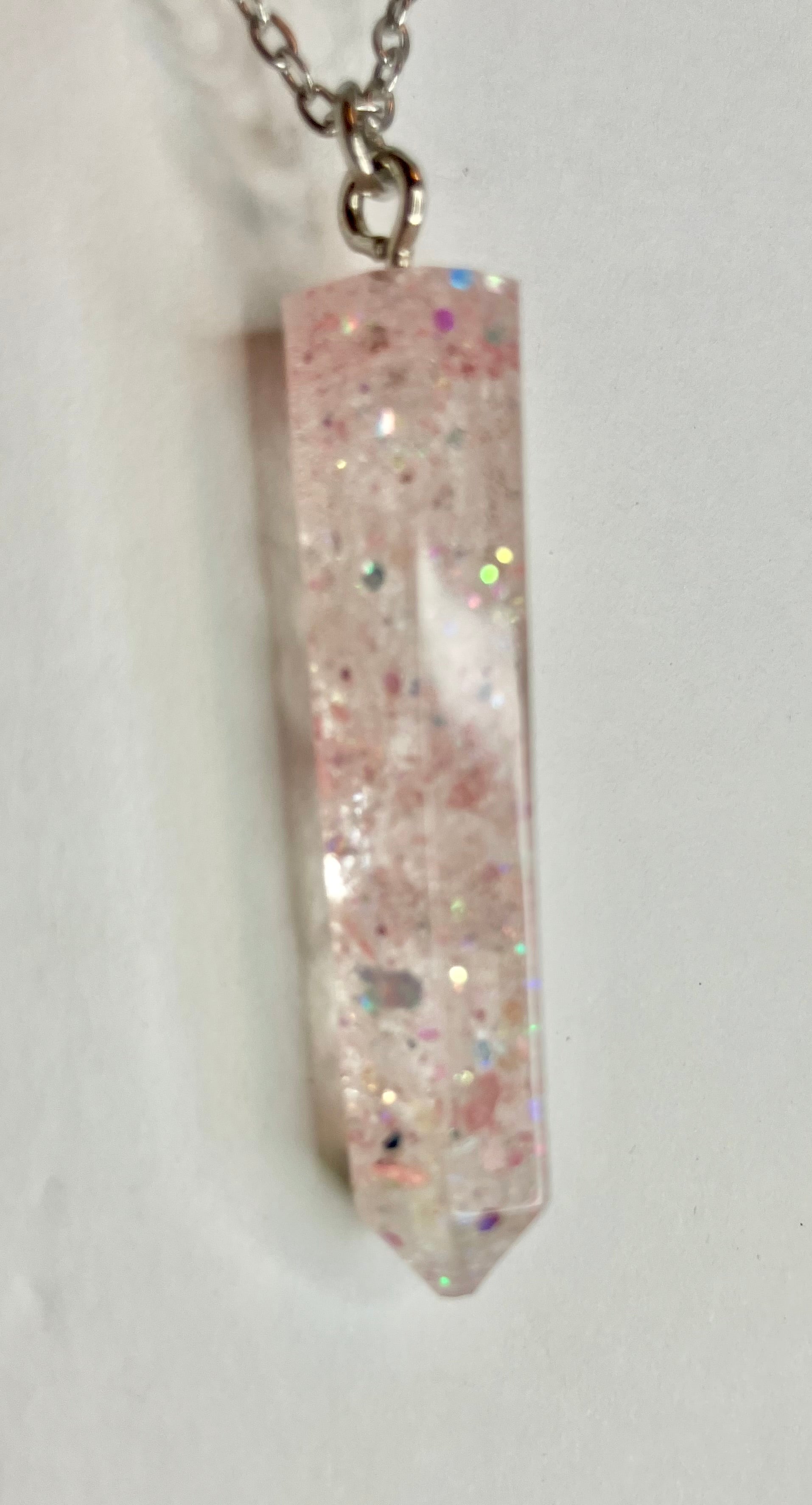 Resin cylinder pendant necklace