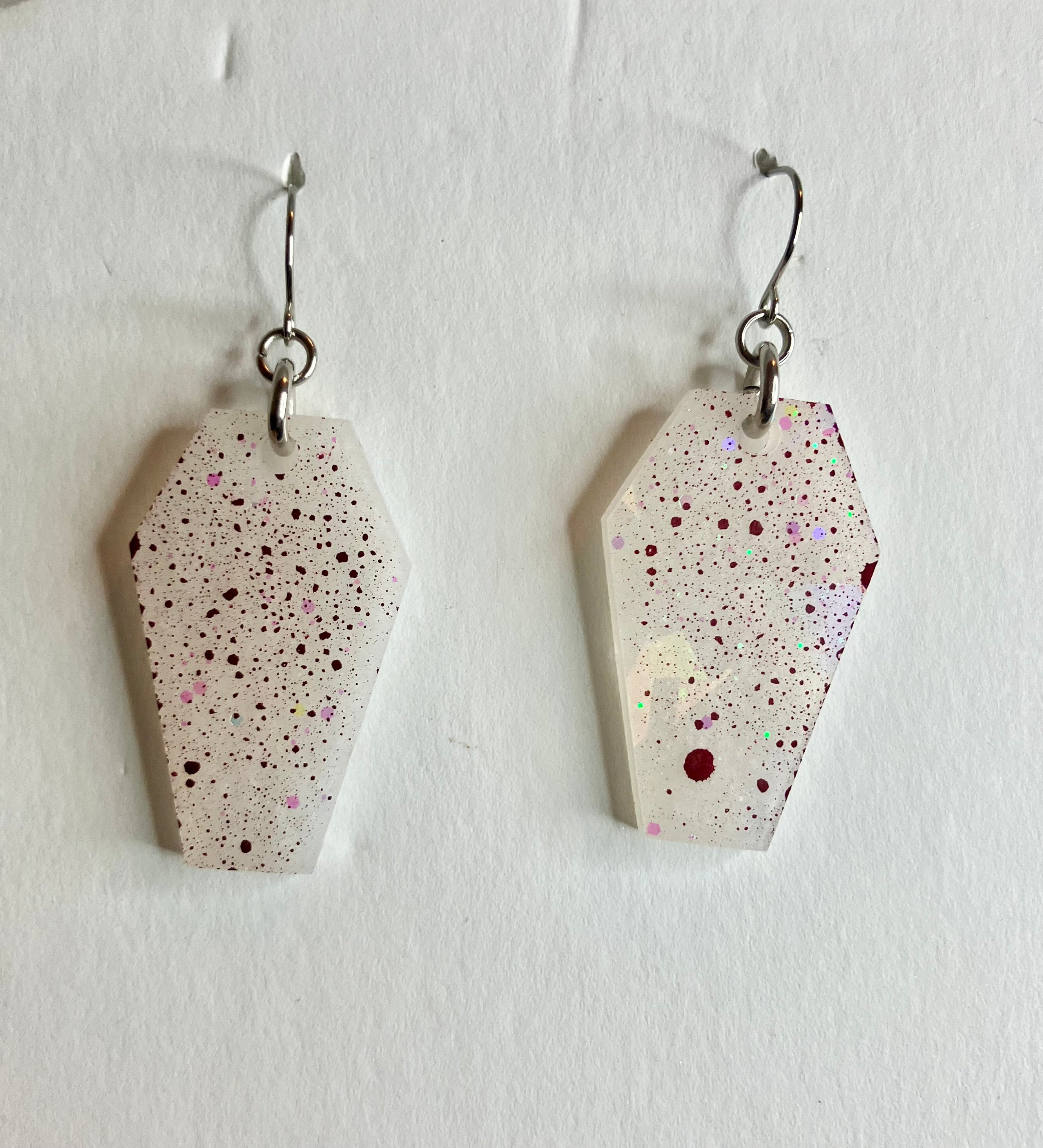 Holographic coffin resin earrings