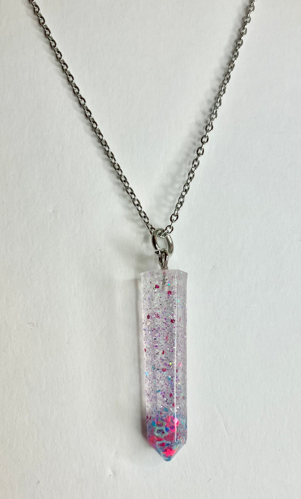 Resin cylinder pendant necklace