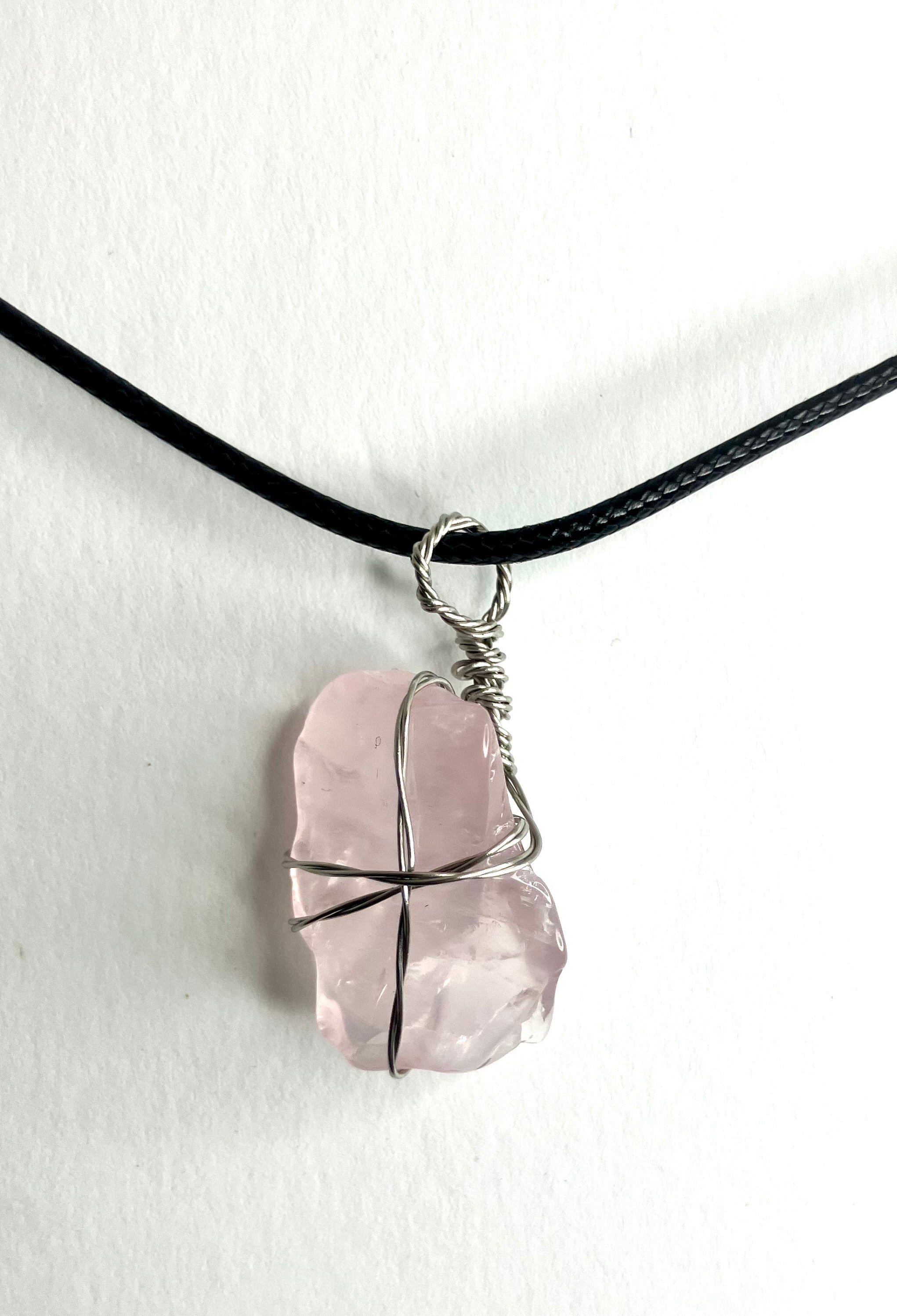 Wire wrapped stones and crystals with stainless steel wire