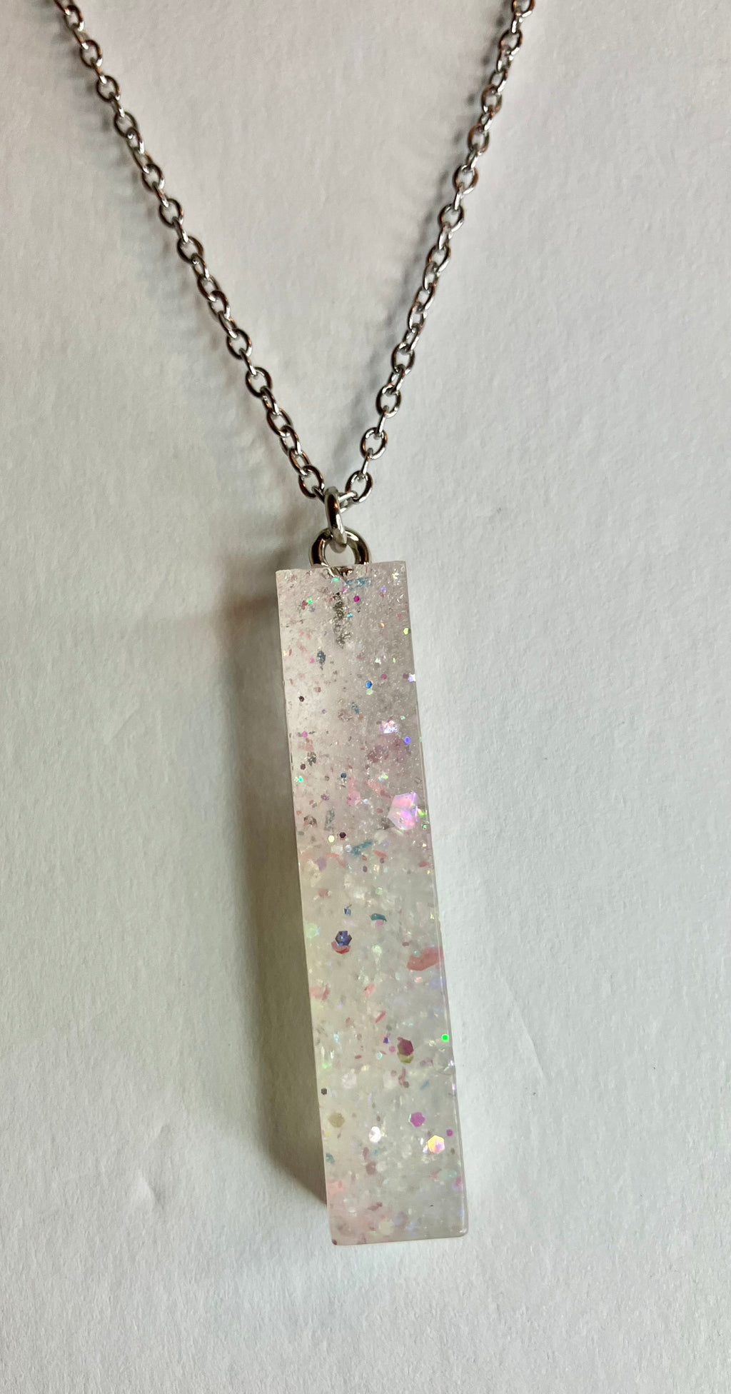 Resin cylinder pendant necklace