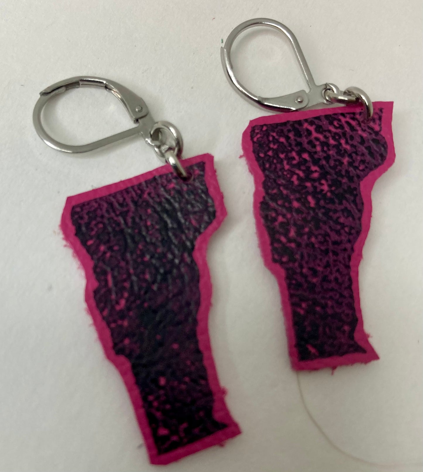 Hand Stamped Vermont Leather Earrings