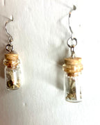 Tiny bone filled vial earrings