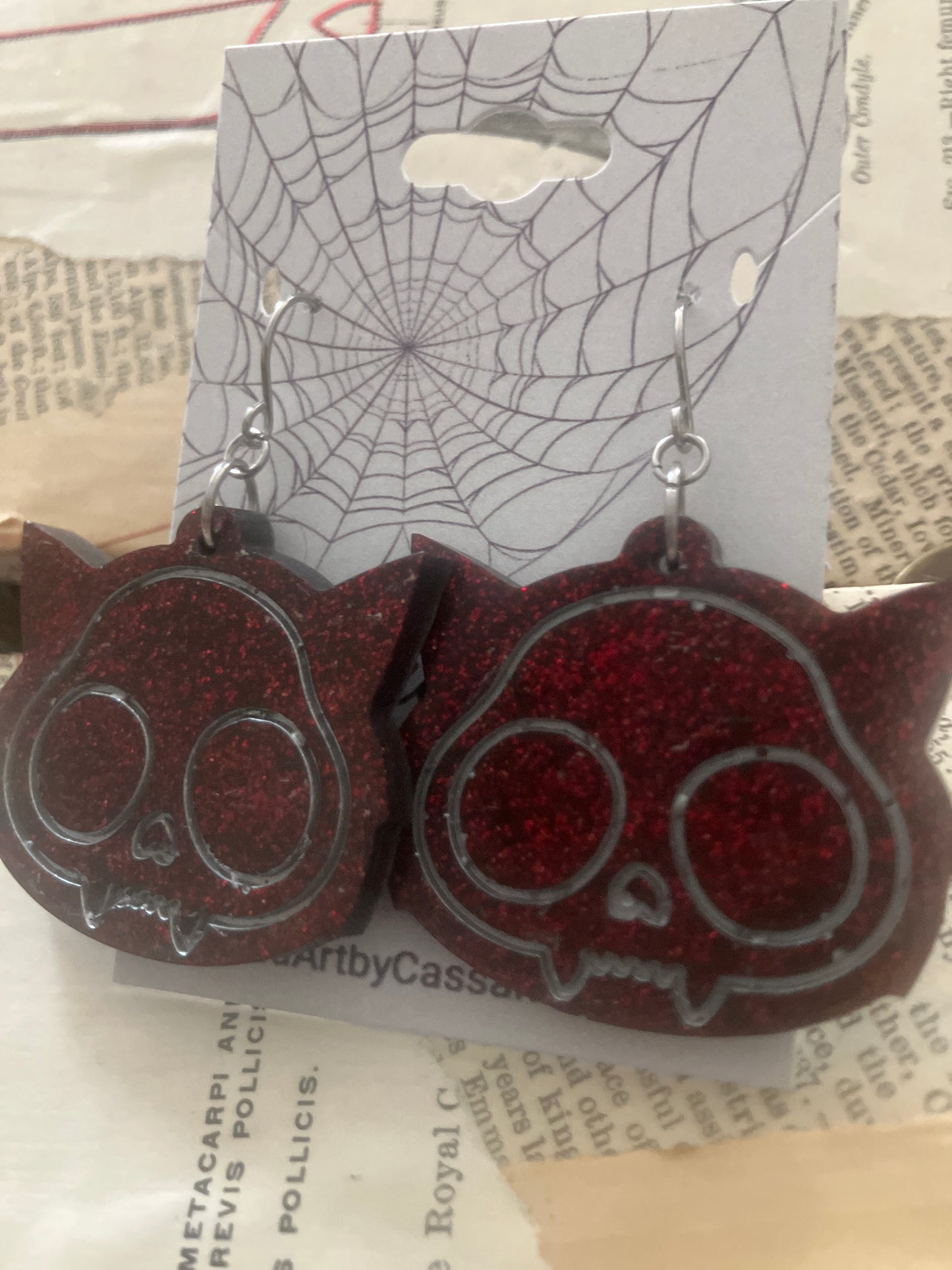 Spooky Resin Earrings: Bats, Skulls, Spiderwebs & More