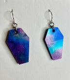Holographic coffin resin earrings