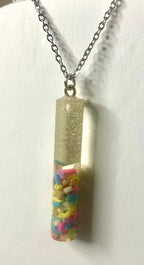 Resin cylinder pendant necklace