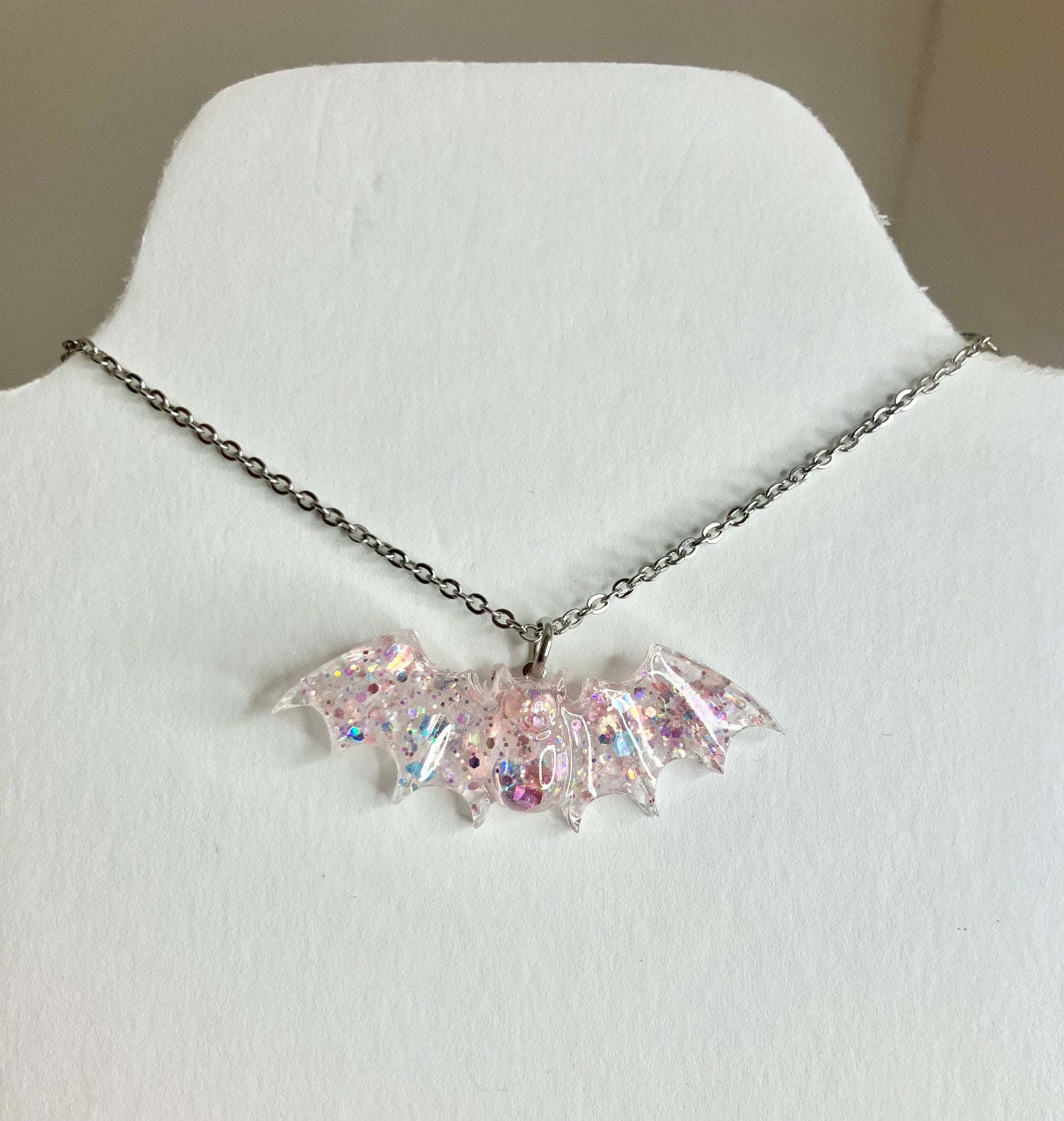 Handmade Resin Bat Pendant Necklaces