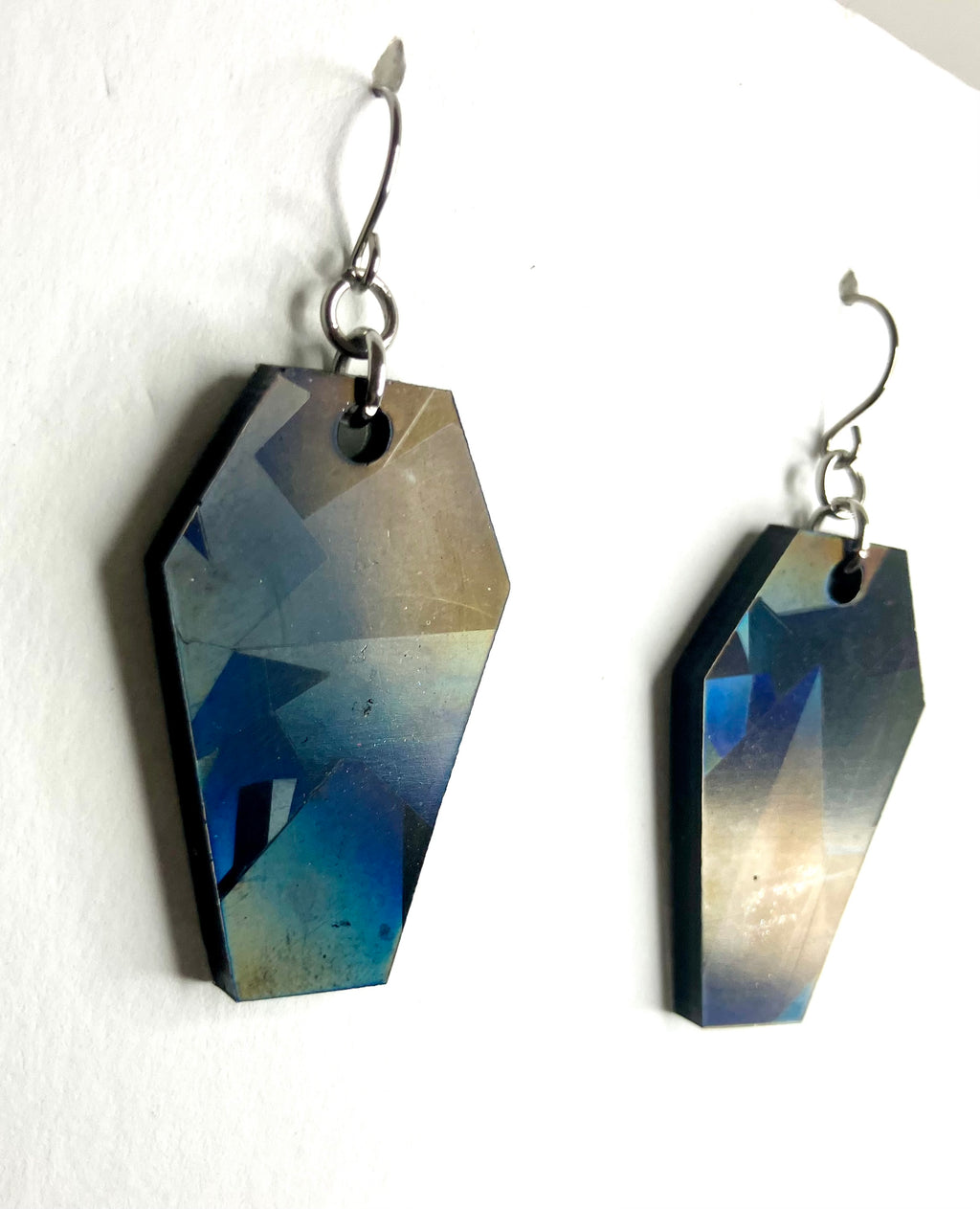 Holographic coffin resin earrings