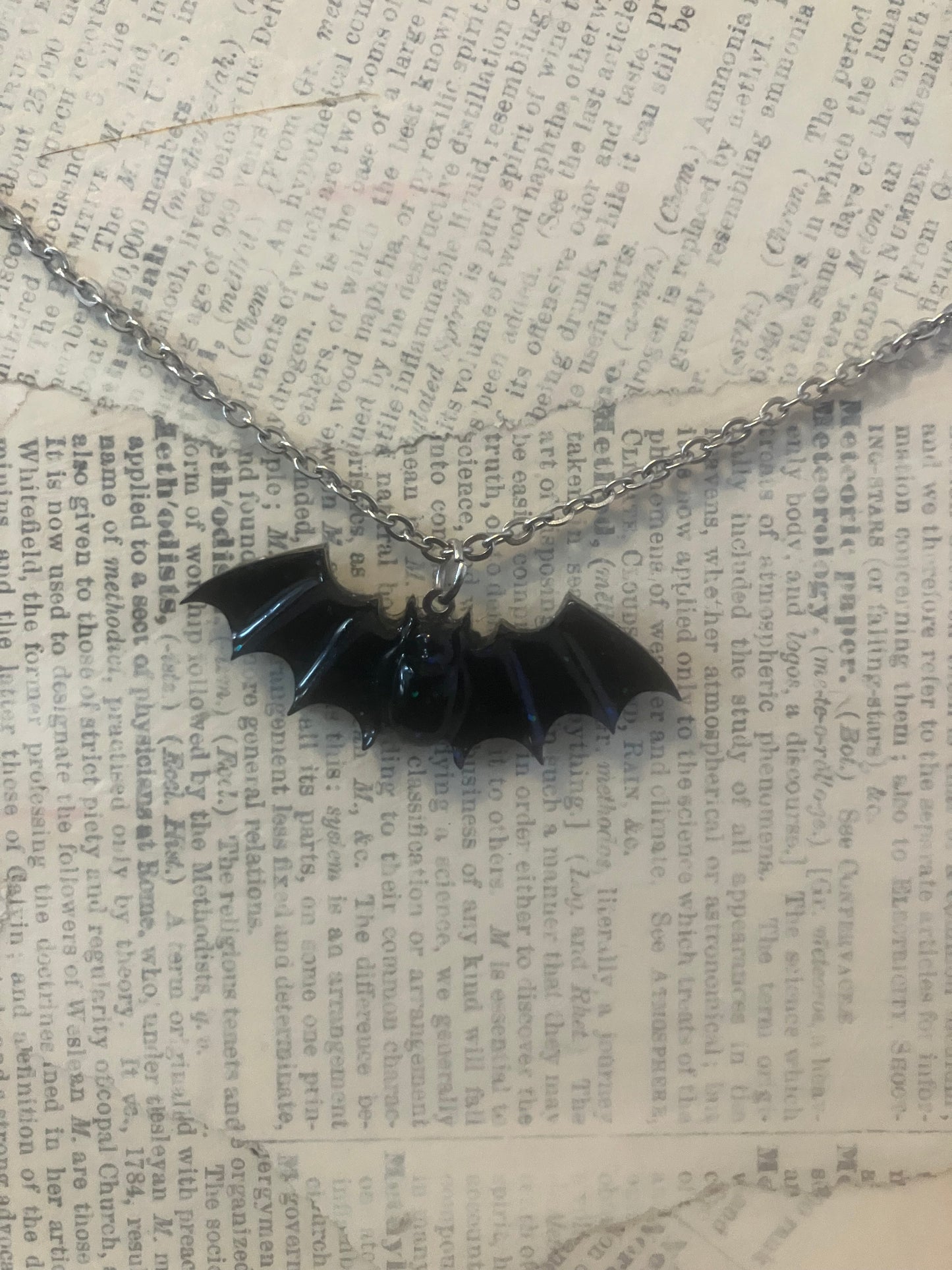 Handmade Resin Bat Pendant Necklaces