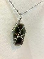 Wire wrapped stones and crystals with stainless steel wire