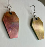 Holographic coffin resin earrings