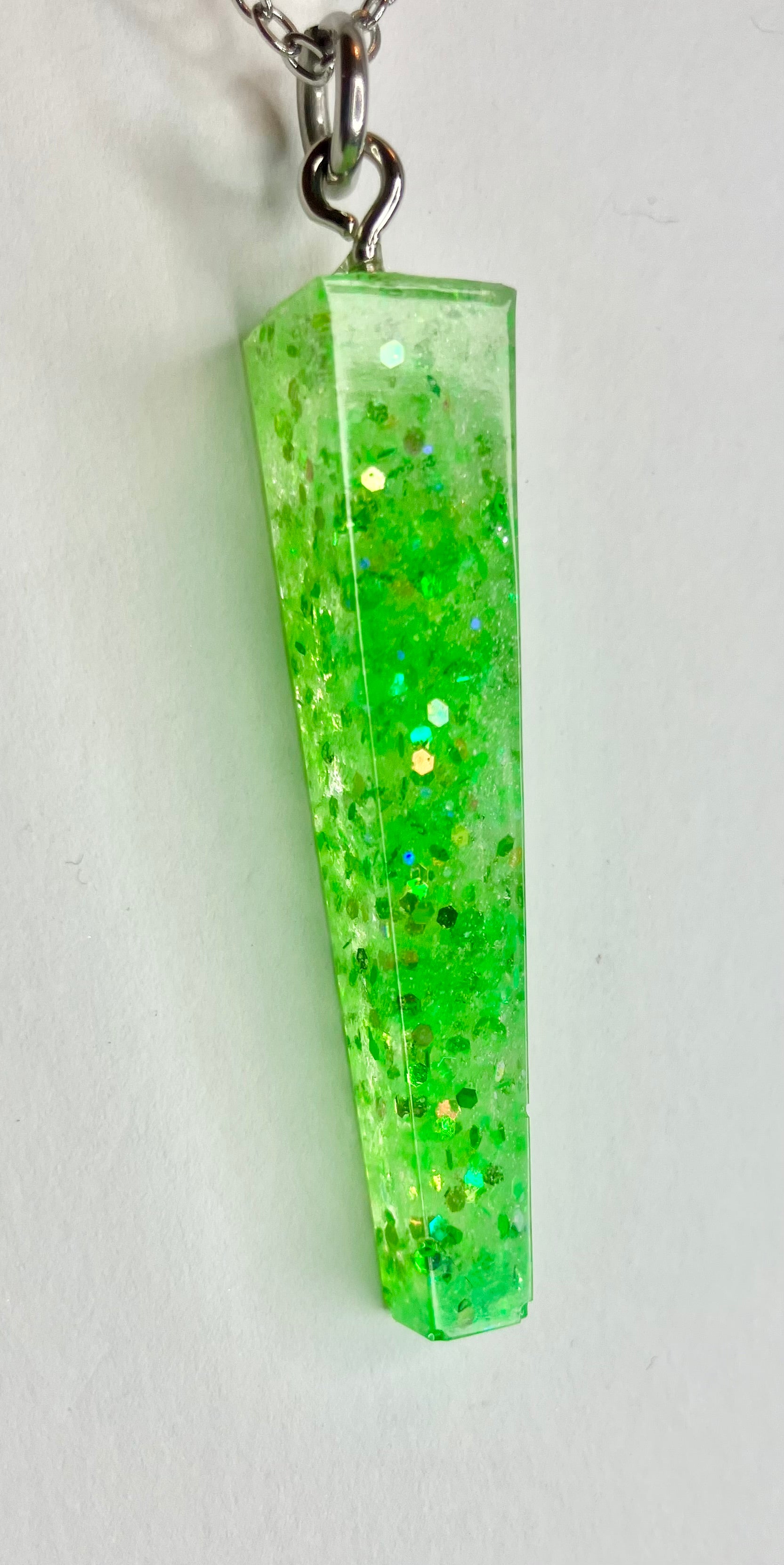 Resin cylinder pendant necklace