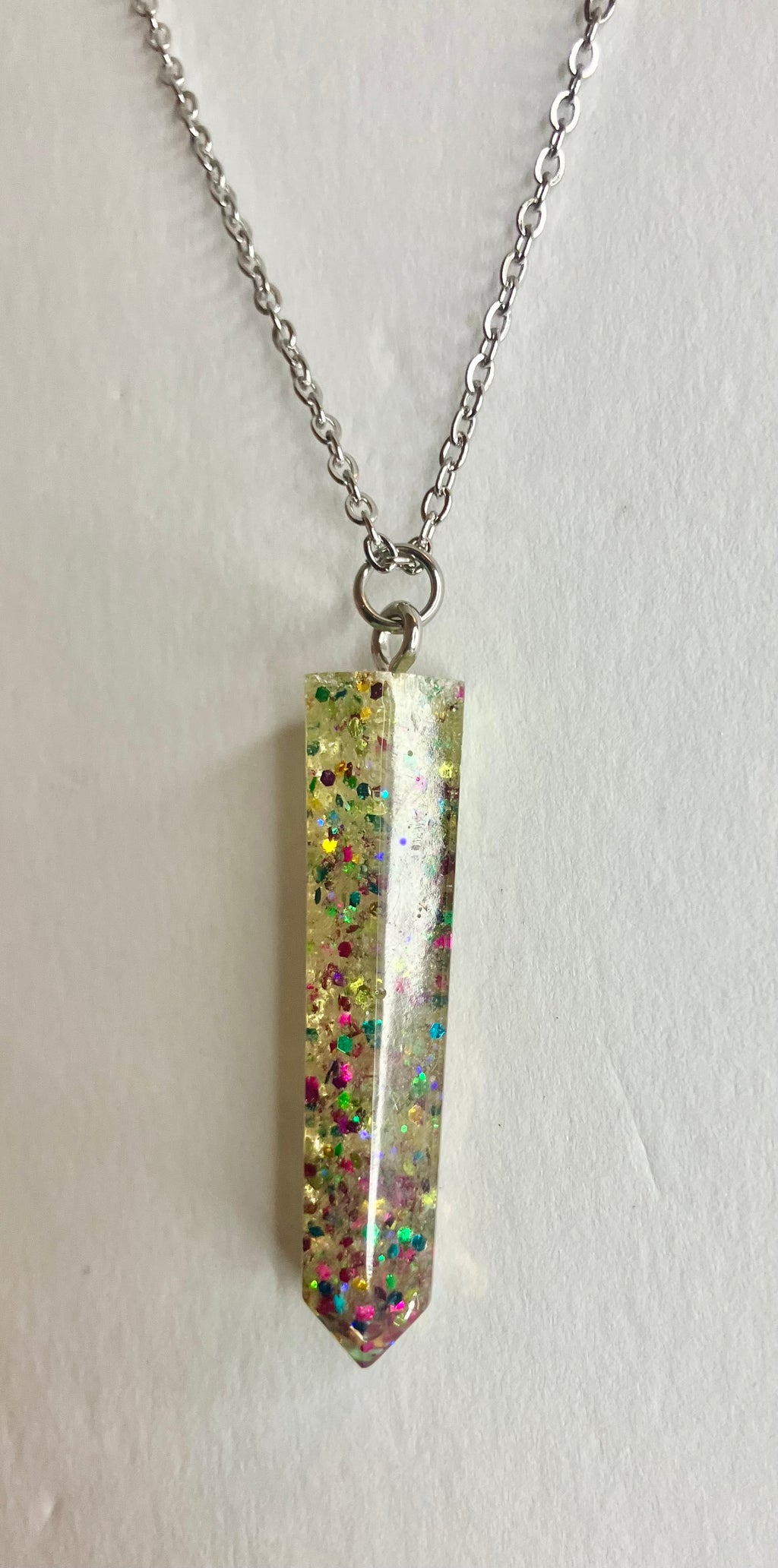 Resin cylinder pendant necklace
