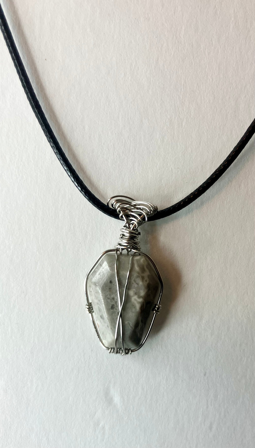 Wire wrapped stones and crystals with stainless steel wire