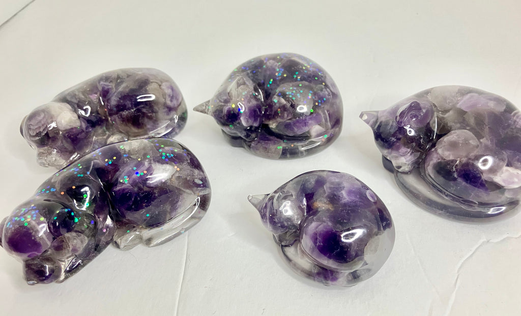 Amethyst filled sleeping pet figuring