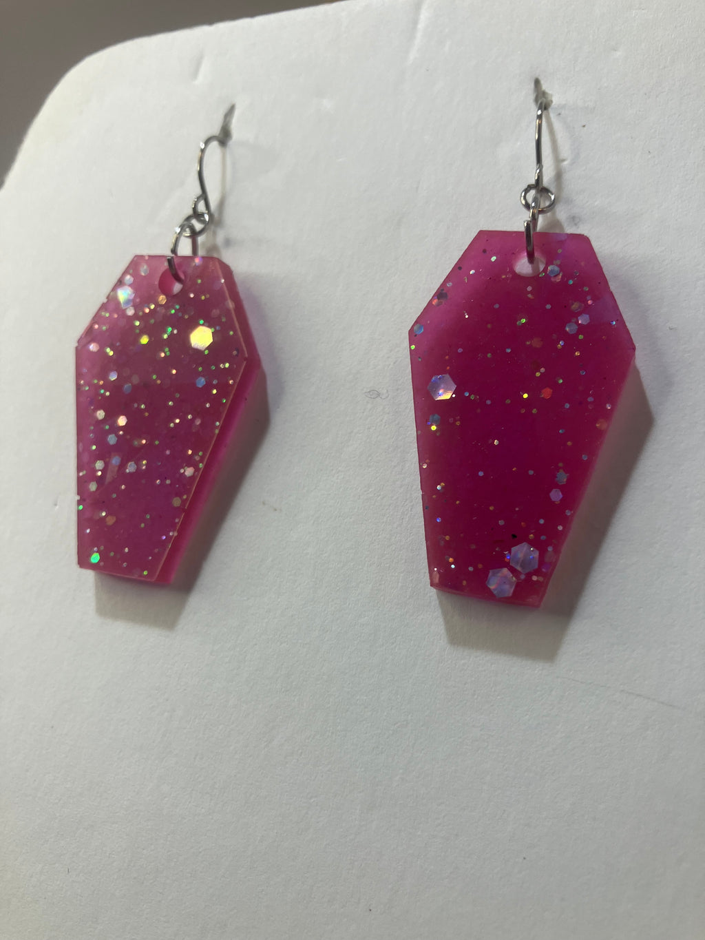 Holographic coffin resin earrings