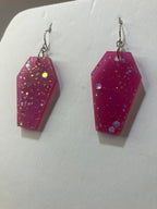 Holographic coffin resin earrings