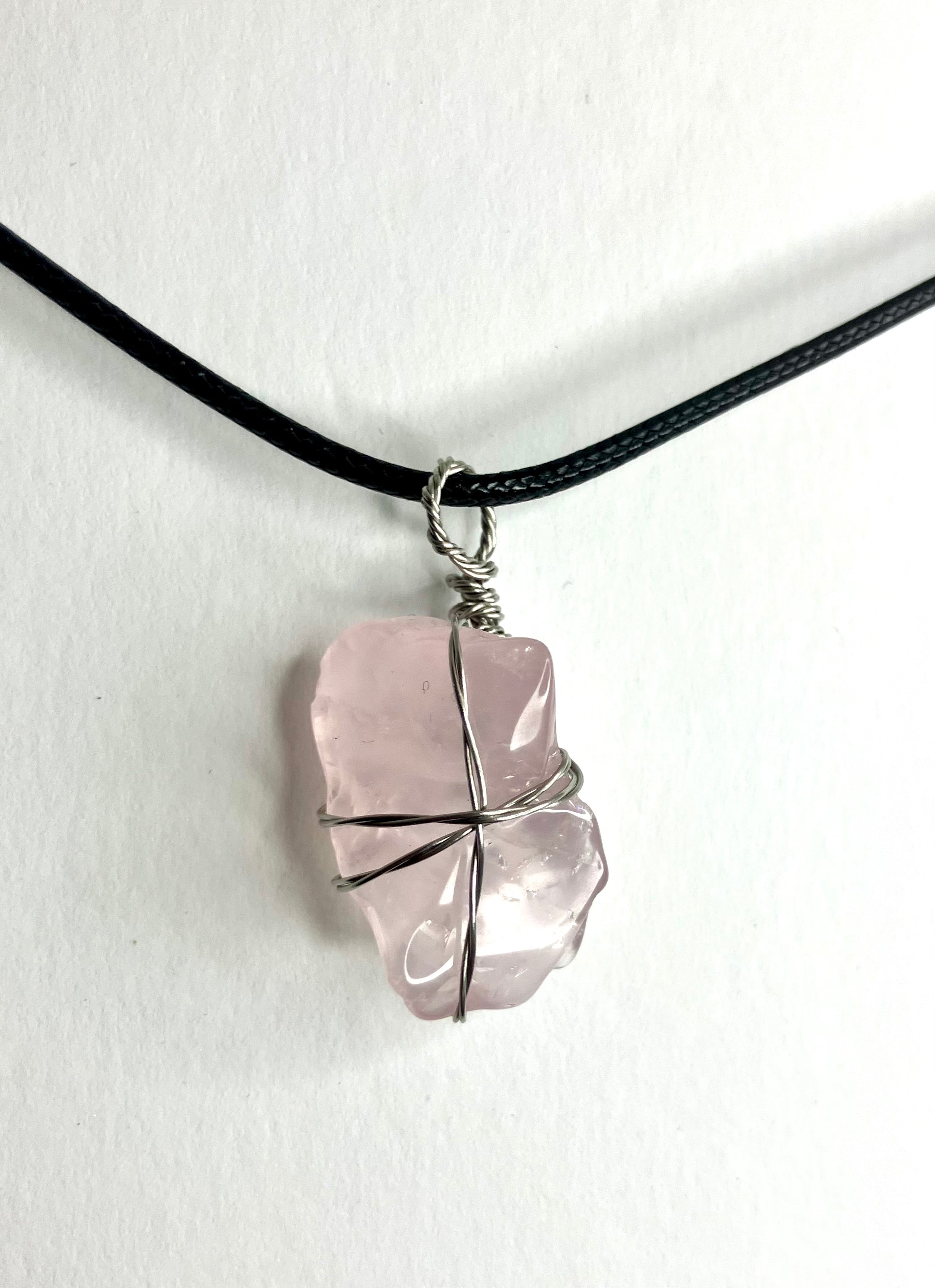 Wire wrapped stones and crystals with stainless steel wire