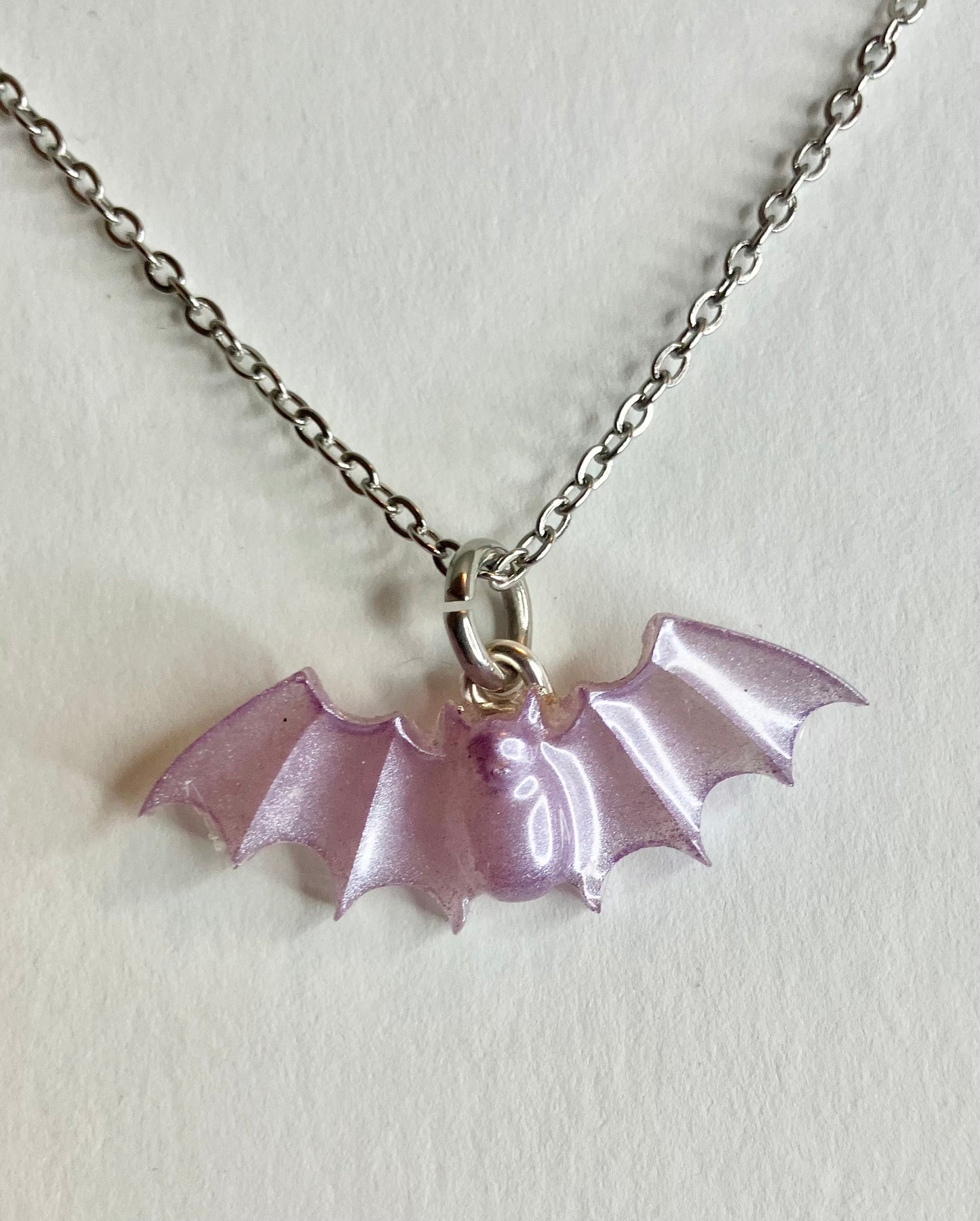 Handmade Resin Bat Pendant Necklaces