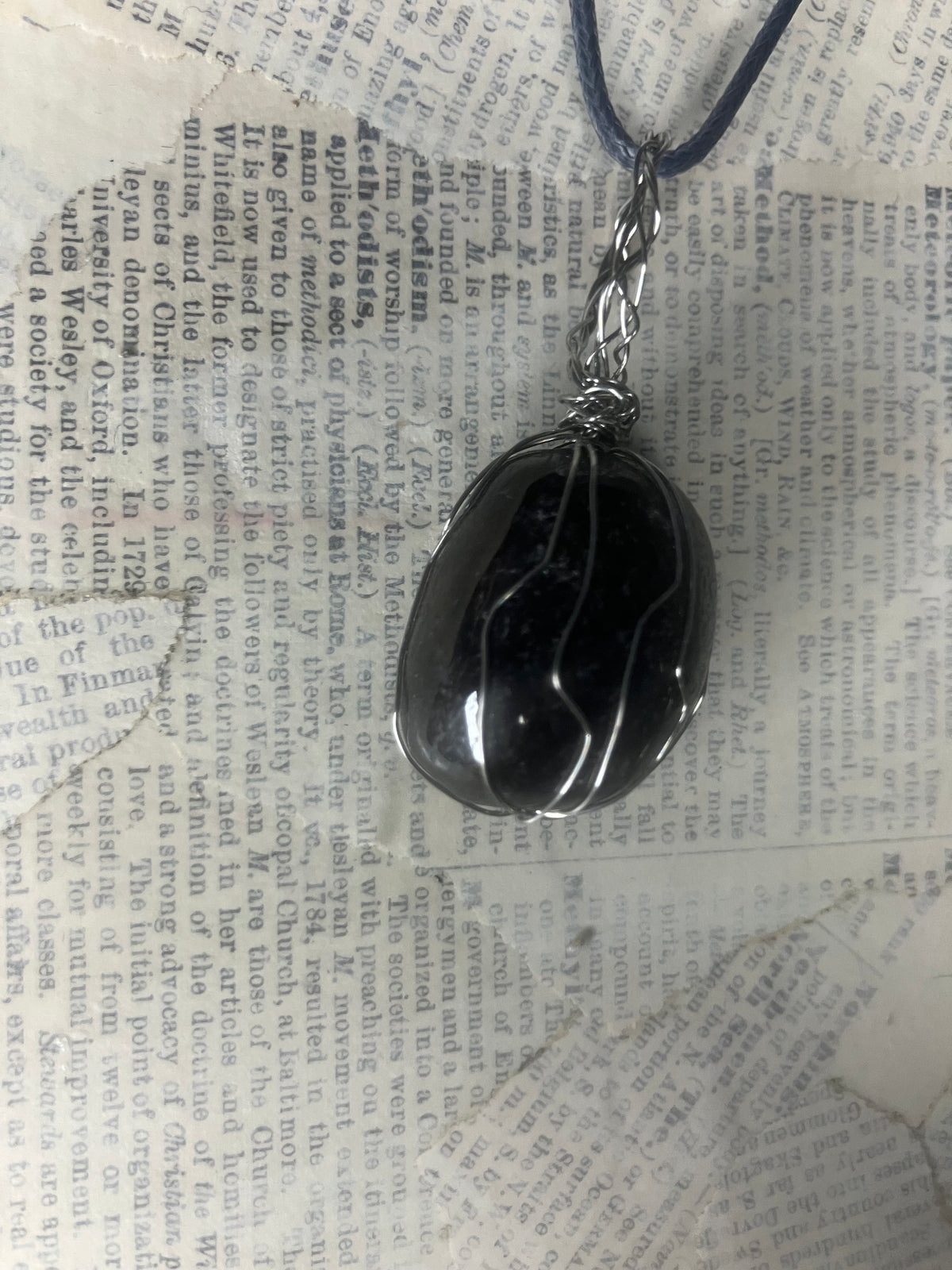 Wire Wrapped Stone and Crystal Necklaces, Stainless Steel