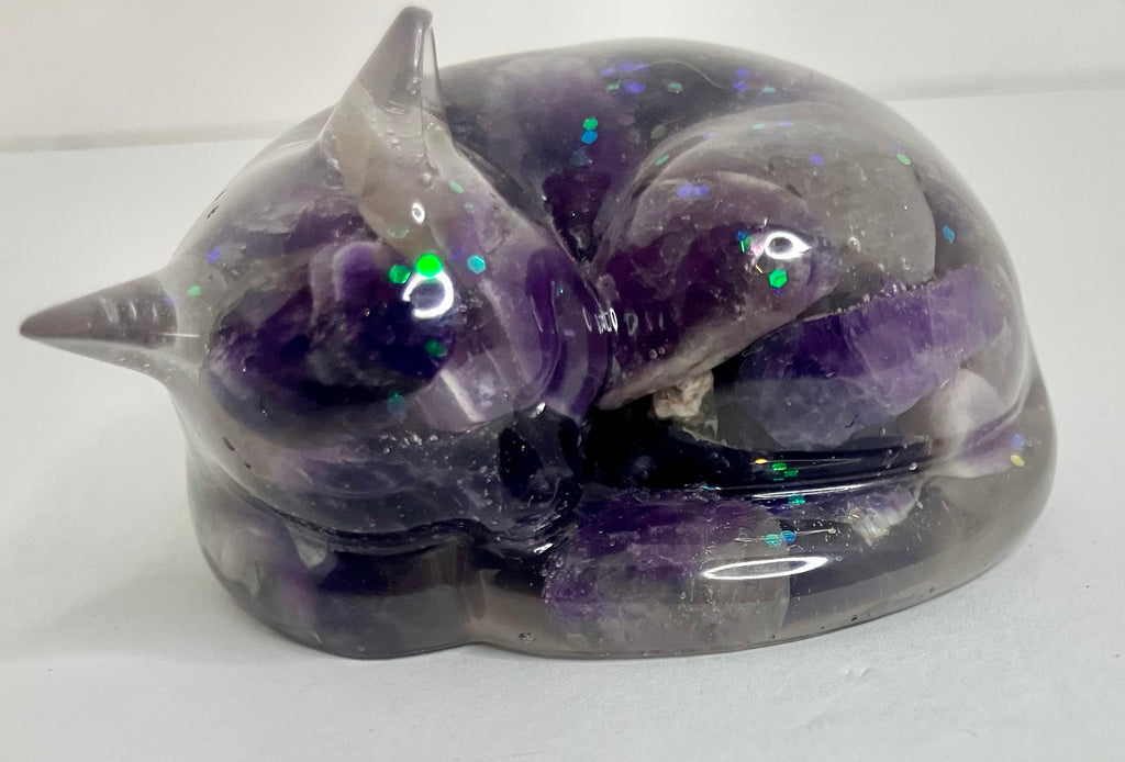 Amethyst filled sleeping pet figuring